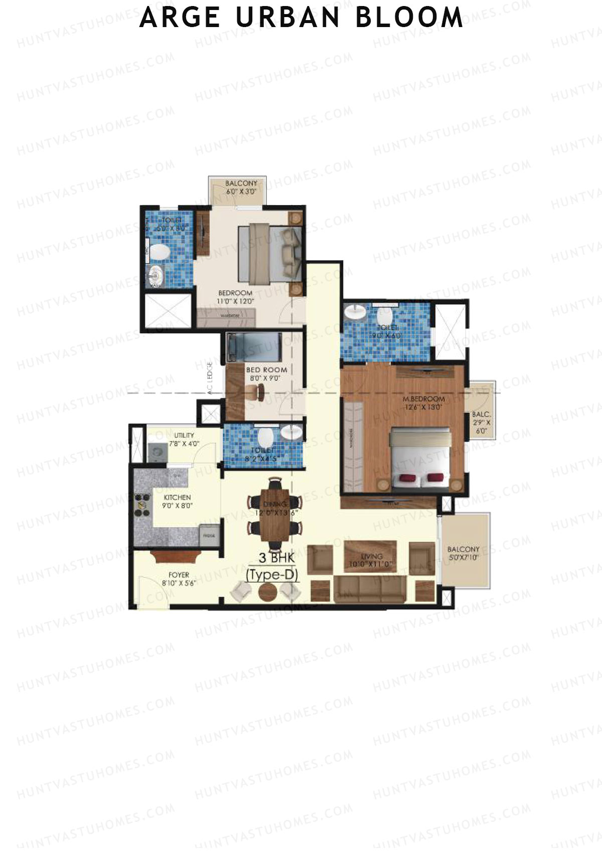 Arge Urban Bloom Wing A Unit 2 (Type D) Floor Plan