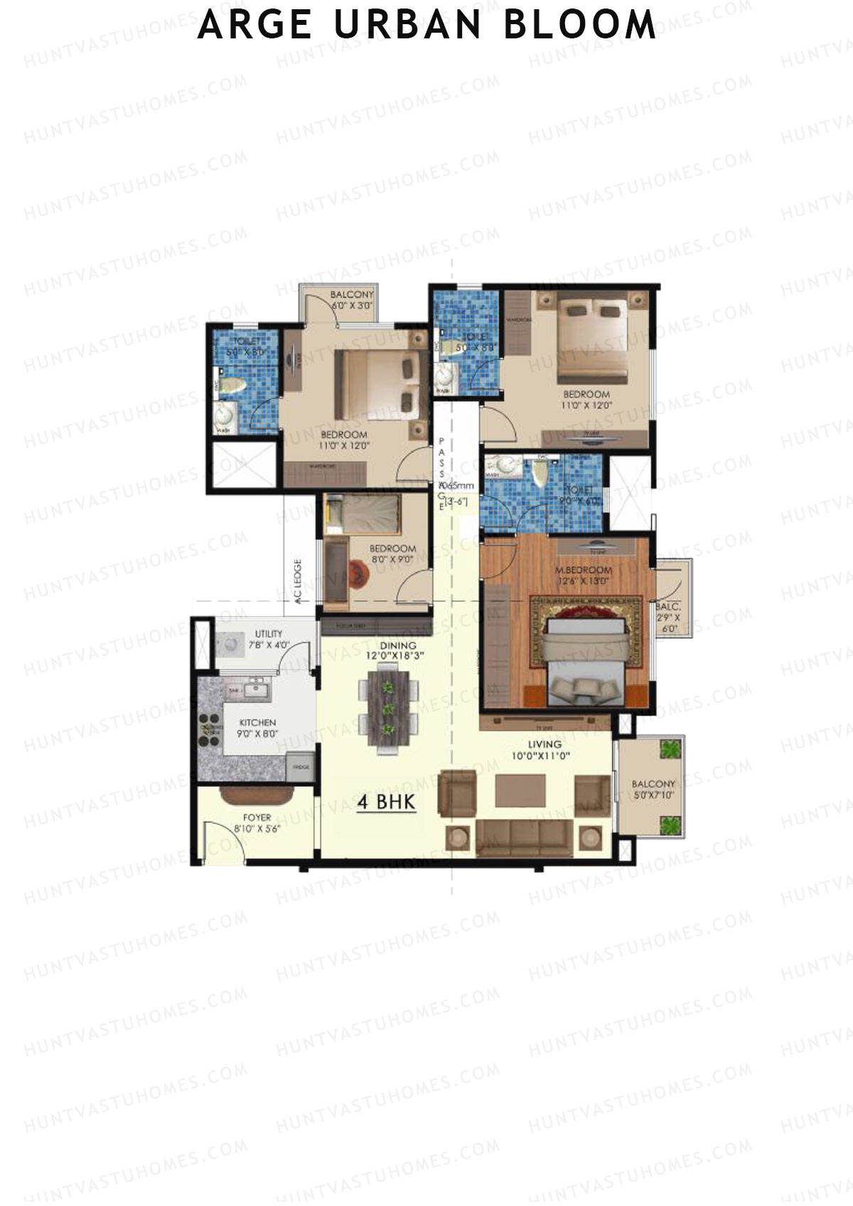 Arge Urban Bloom Wing A Unit 2 (Type D) Floor Plan