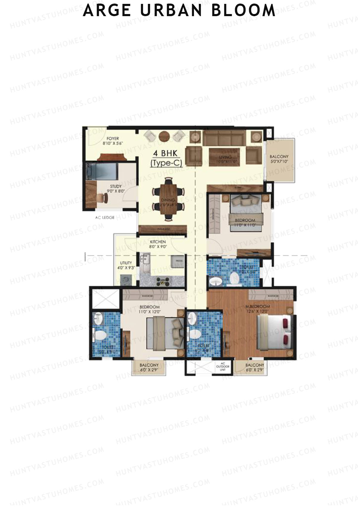 Arge Urban Bloom Wing A Unit 3 (Type C) Floor Plan