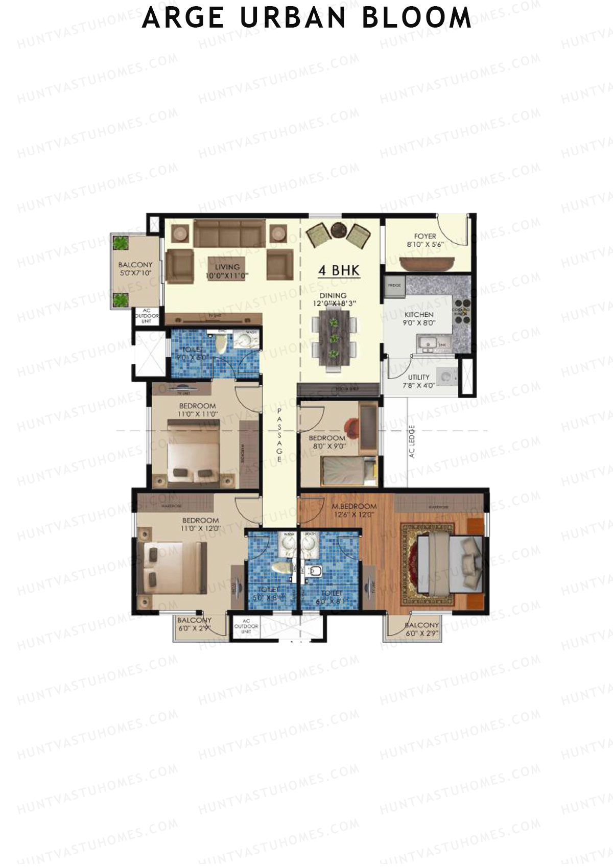 Arge Urban Bloom Wing A Unit 4 (Type B) Floor Plan