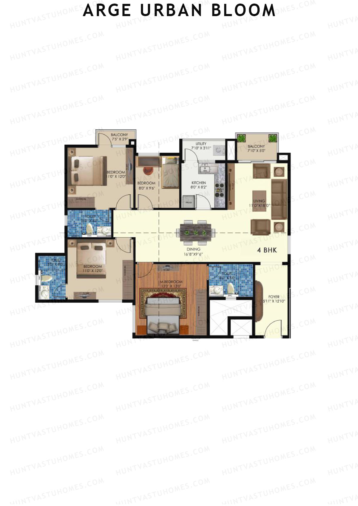 Arge Urban Bloom Wing B Unit 1 (Type E) Floor Plan
