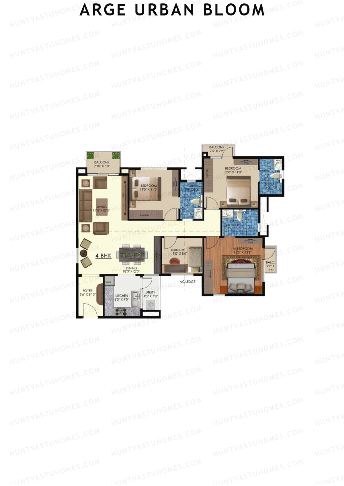 Arge Urban Bloom Wing B Unit 2 (Type F) Floor Plan