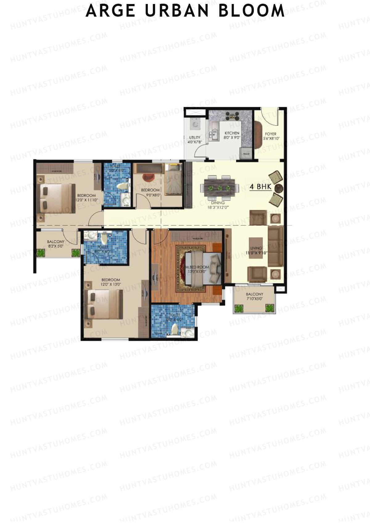 Arge Urban Bloom Wing B Unit 4 (Type G) Floor Plan