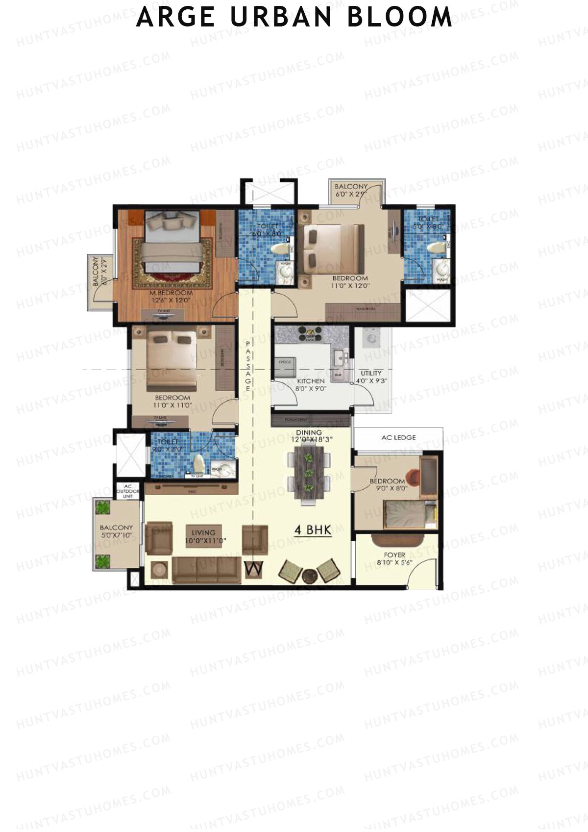 Arge Urban Bloom Wing C Unit 1 (Type A) Floor Plan