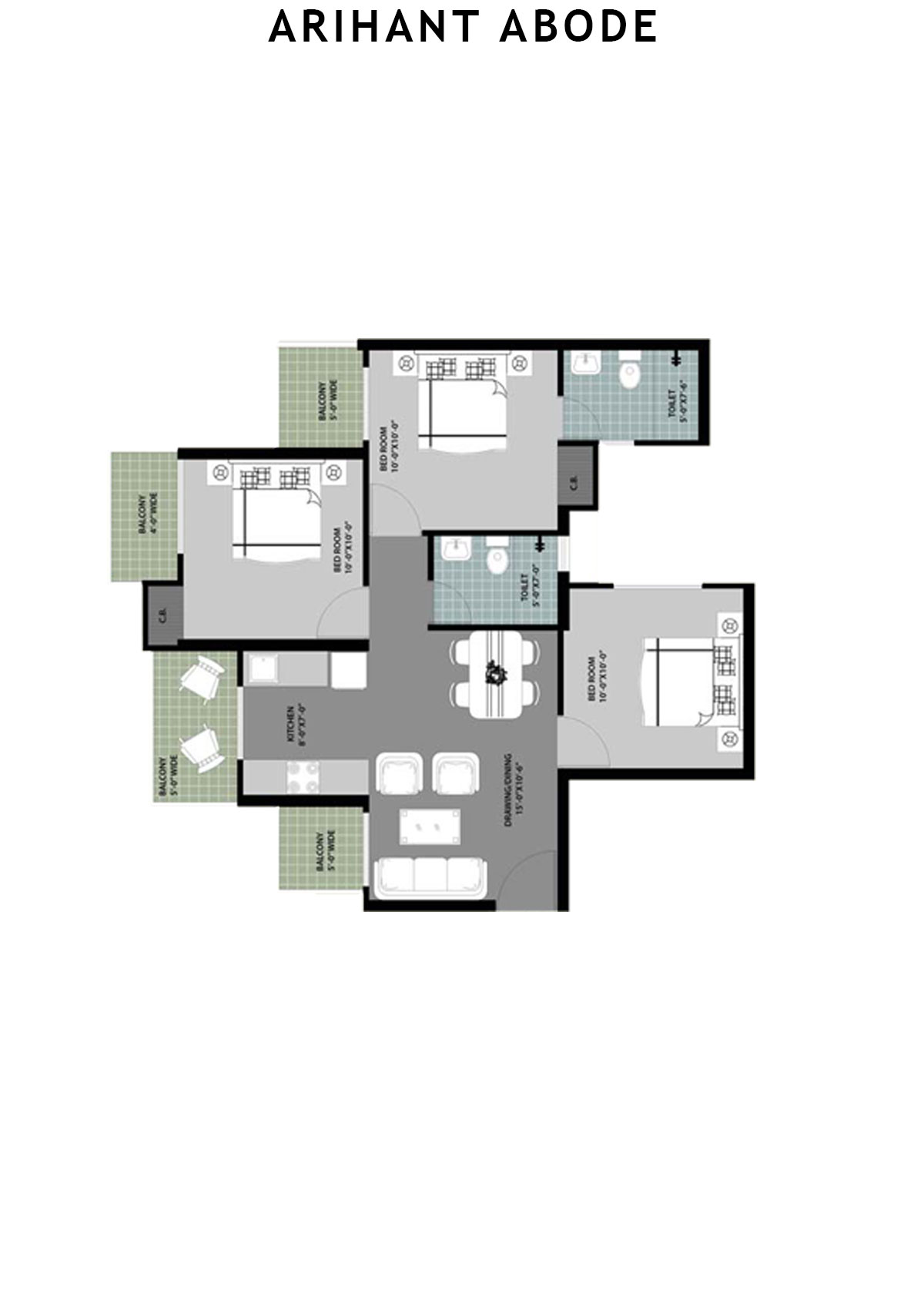 Arihant Abode Tower D Unit 3 (Type A) Floor Plan