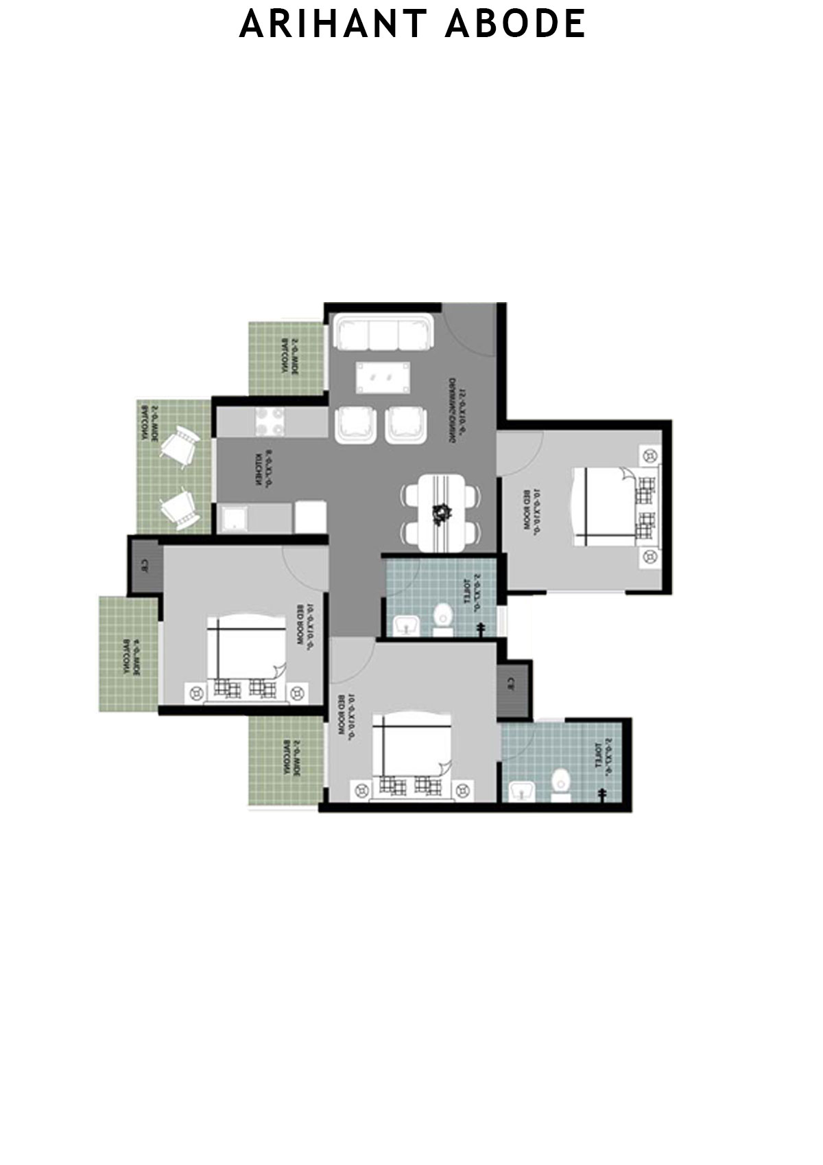 Arihant Abode Tower F Unit 2 (Type A) Floor Plan
