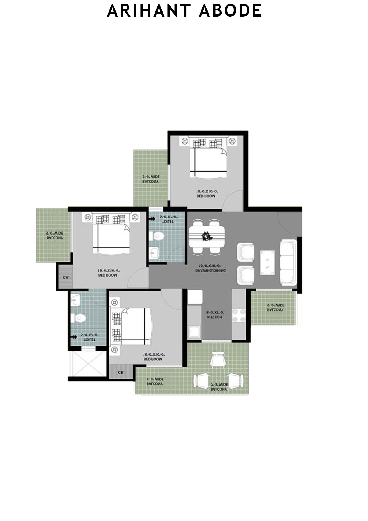 Arihant Abode Tower H Unit 3 (Type B) Floor Plan