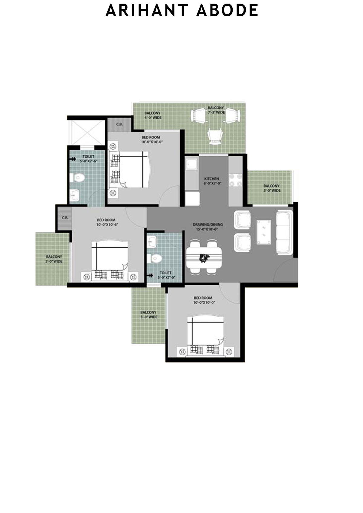 Arihant Abode Tower H Unit 4 (Type B) Floor Plan
