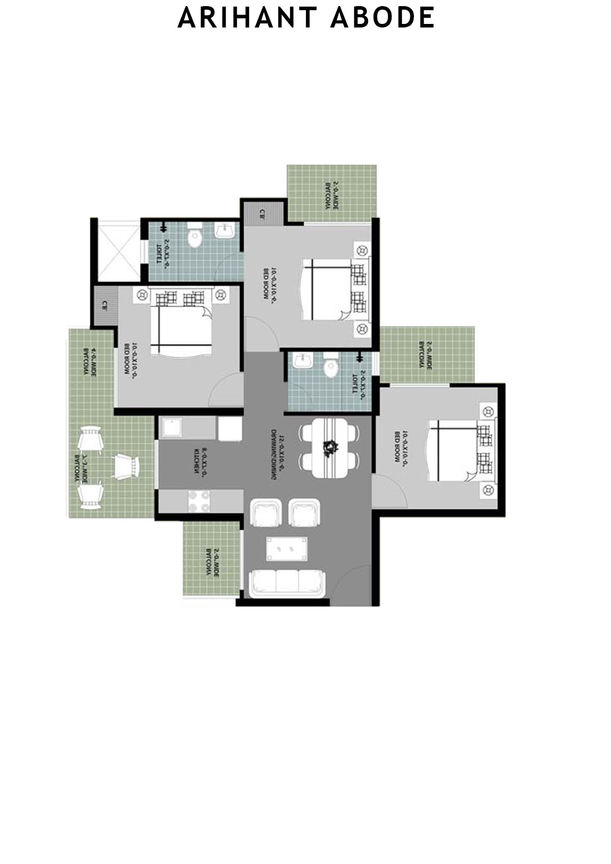 Arihant Abode Tower I Unit 1 (Type B) Floor Plan