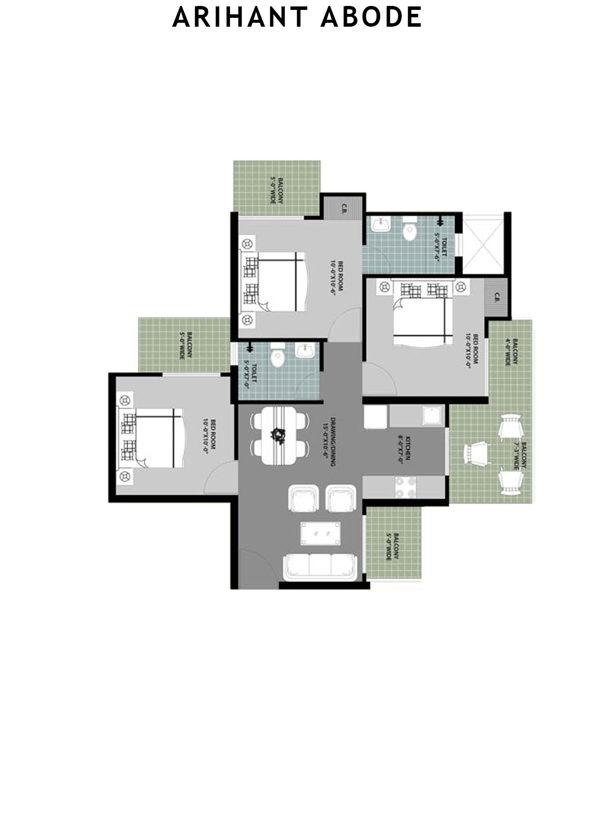 Arihant Abode Tower I Unit 2 (Type B) Floor Plan