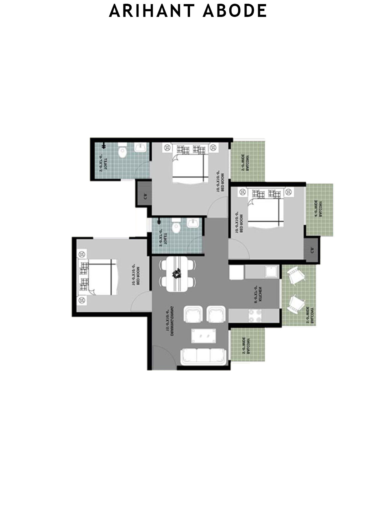 Arihant Abode Tower K Unit 2 (Type A) Floor Plan