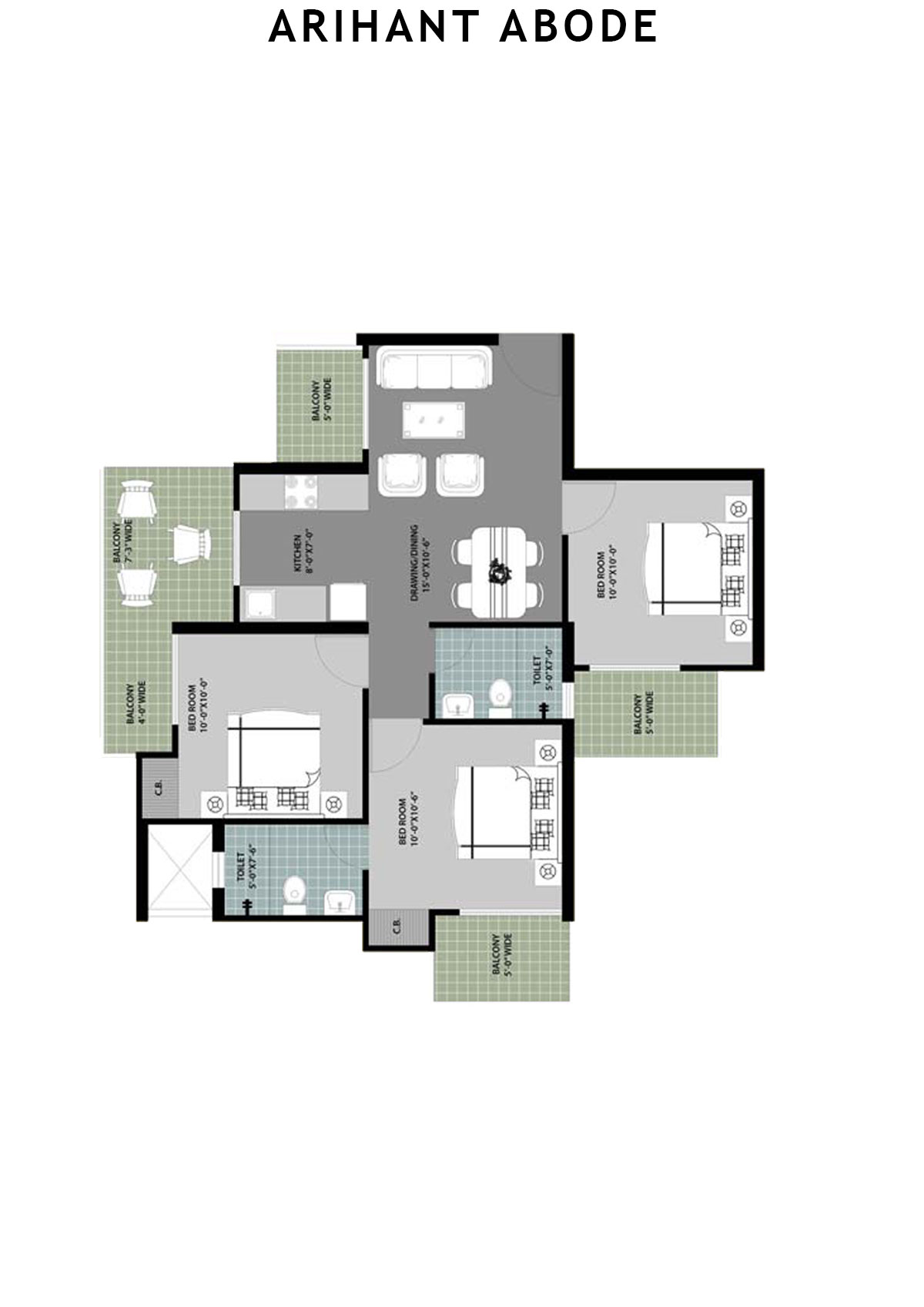 Arihant Abode Tower K Unit 4 (Type B) Floor Plan