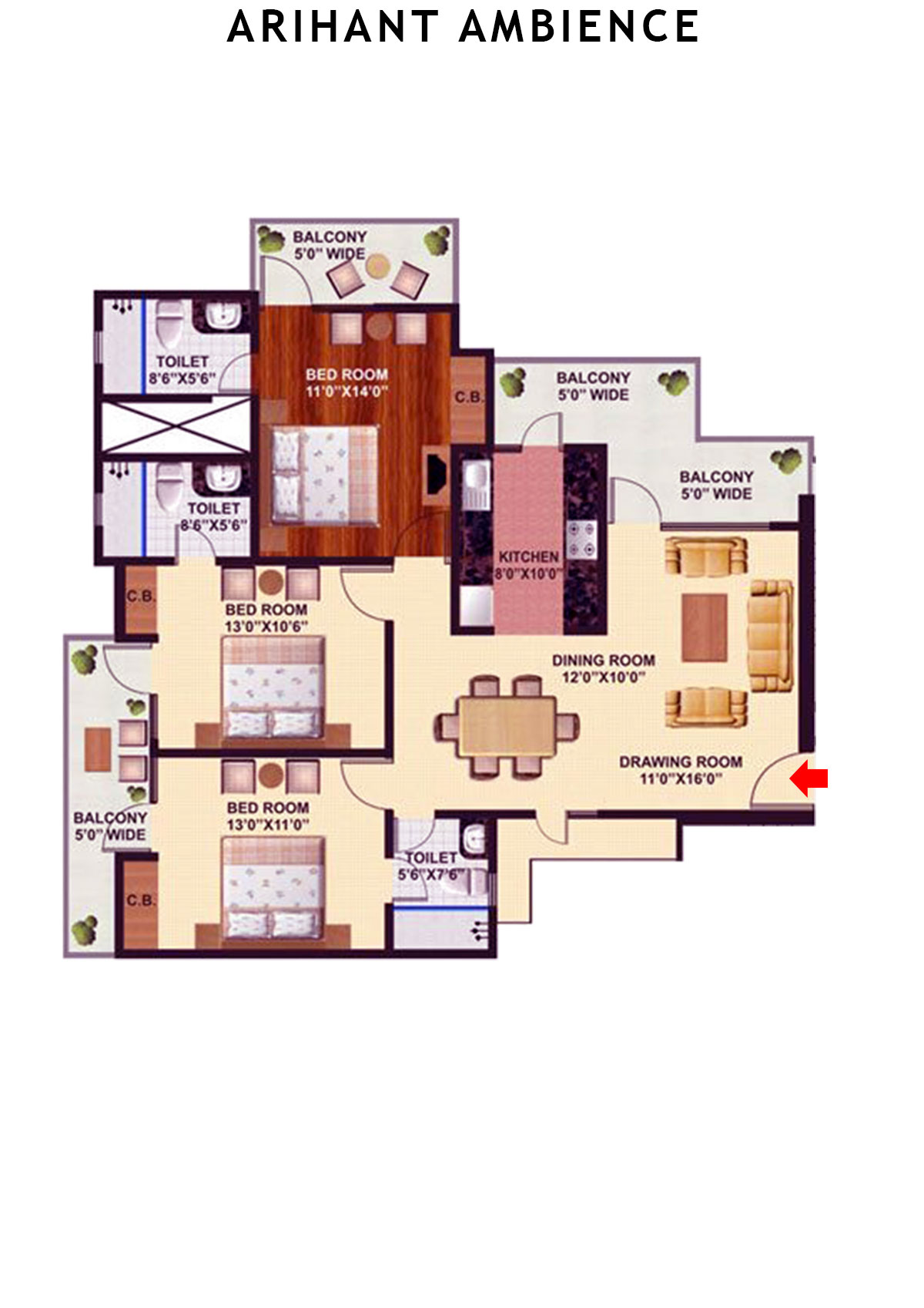 Arihant Ambience City Emerald Unit 2 Floor Plan