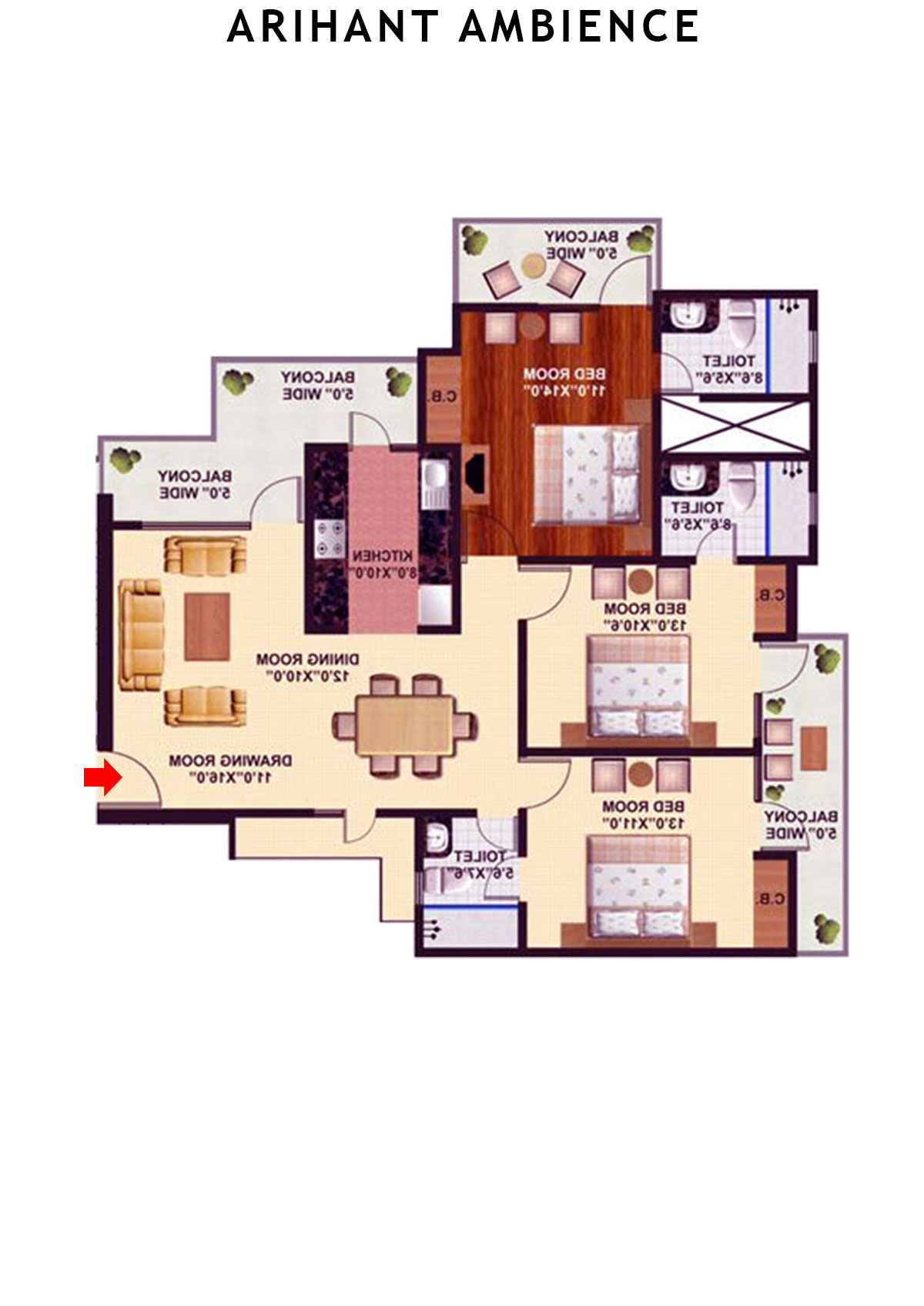 Arihant Ambience City Emerald Unit 3 Floor Plan