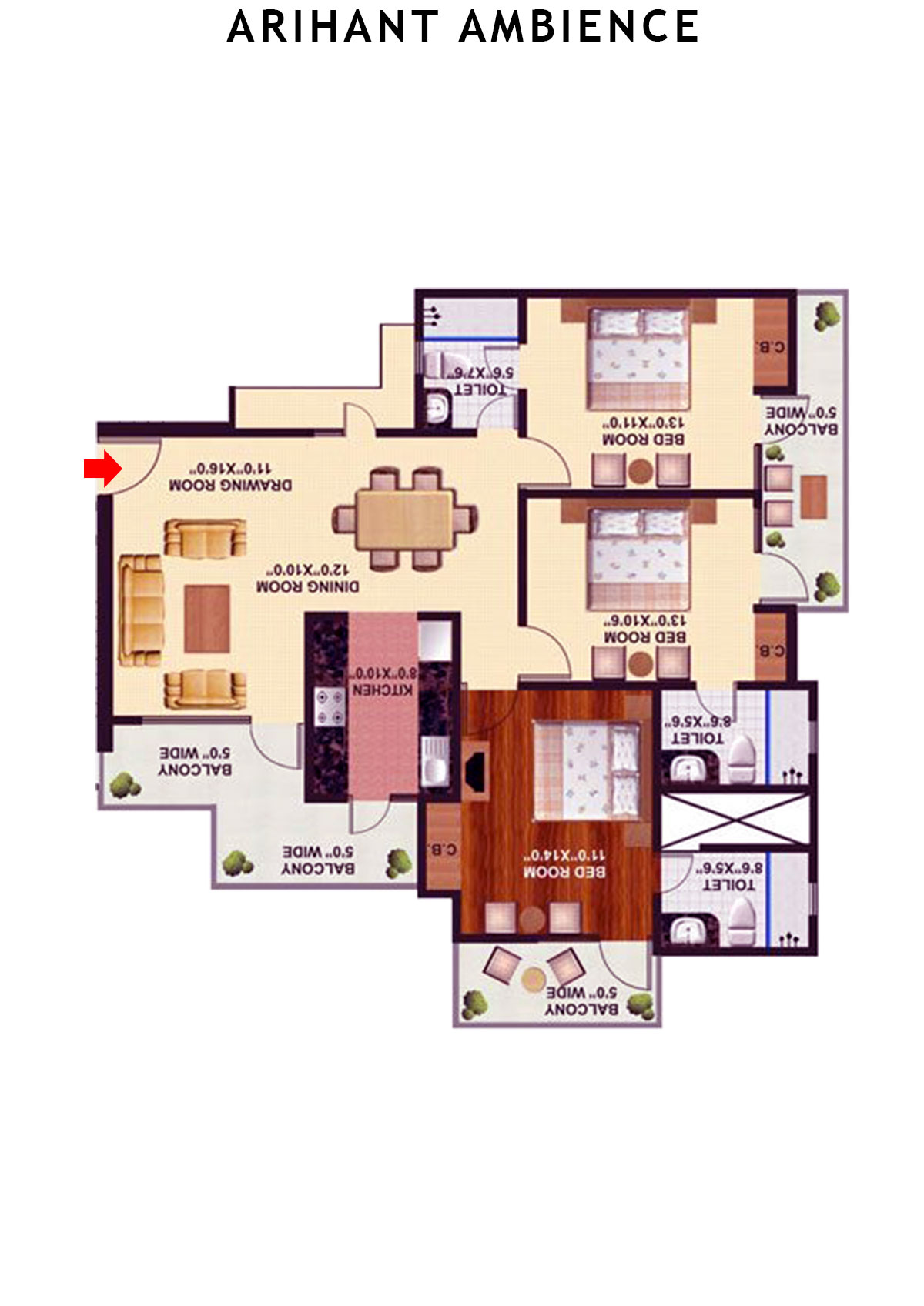 Arihant Ambience City Emerald Unit 4 Floor Plan
