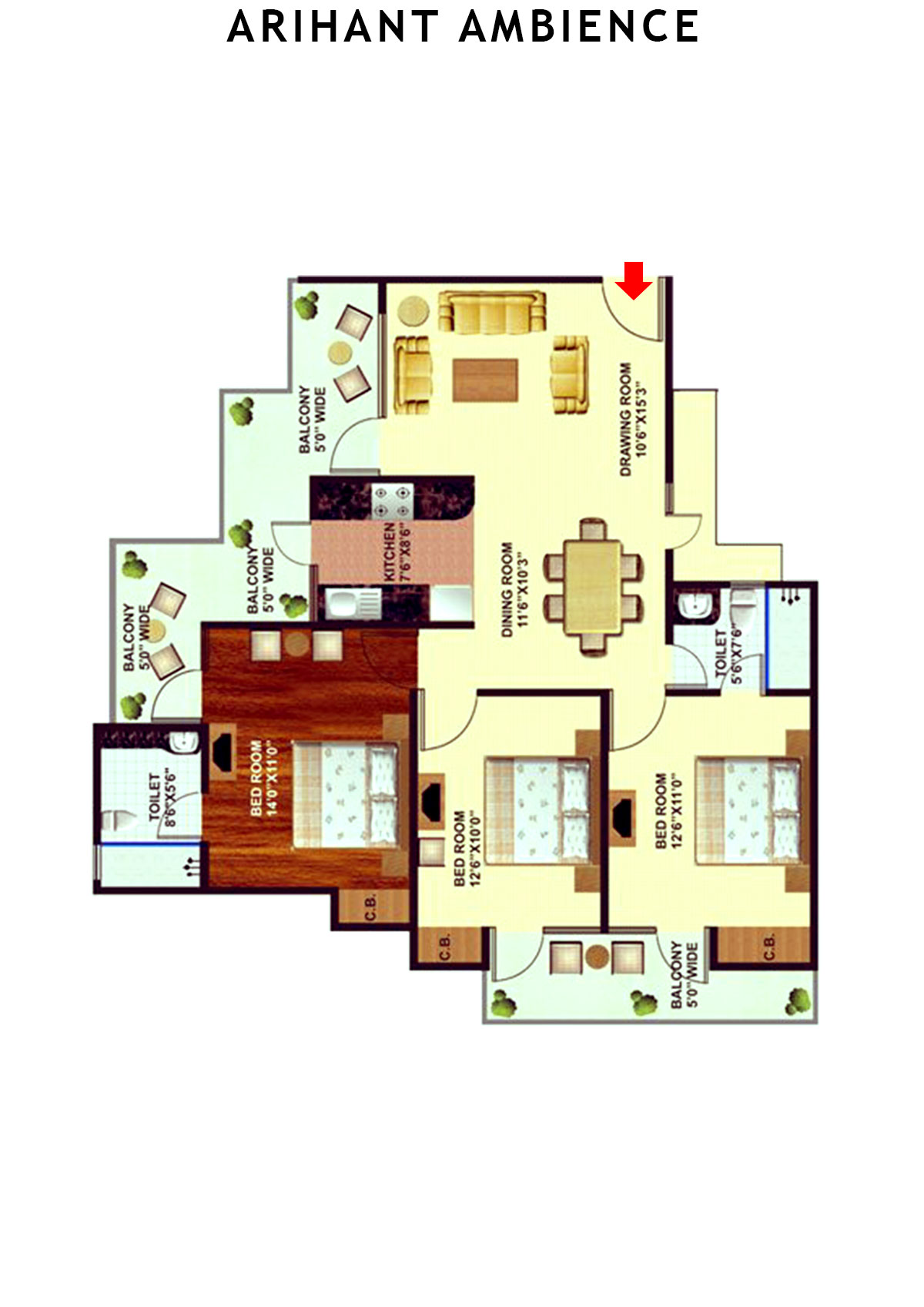 Arihant Ambience City Pearl Unit 2 Floor Plan