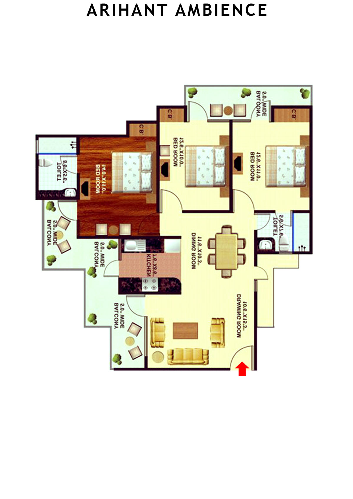 Arihant Ambience City Pearl Unit 3 Floor Plan