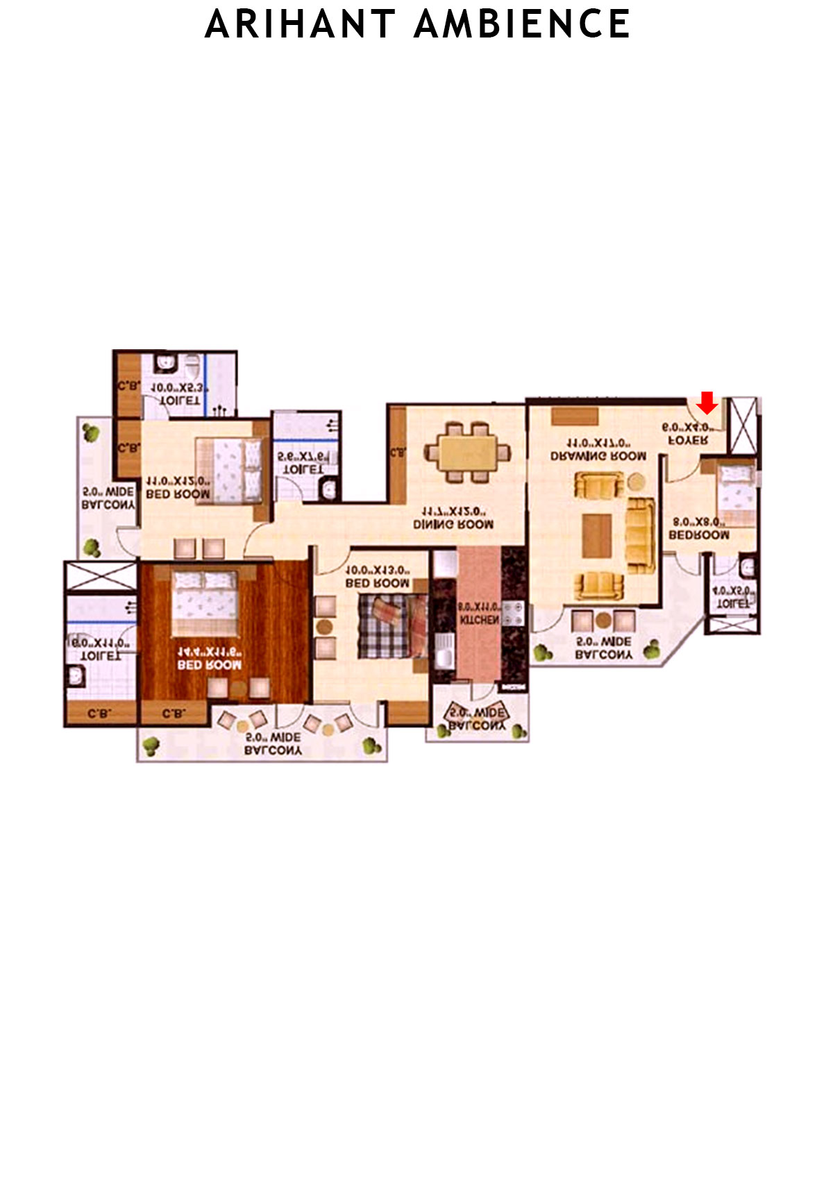 Arihant Ambience City Topaz Unit 3 Floor Plan