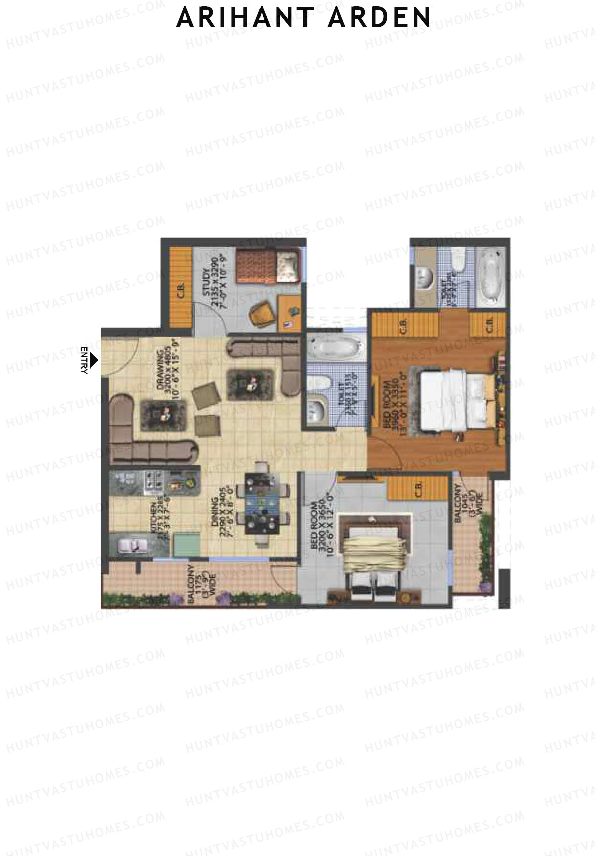 Arihant Arden Tower K Unit 3 Floor Plan