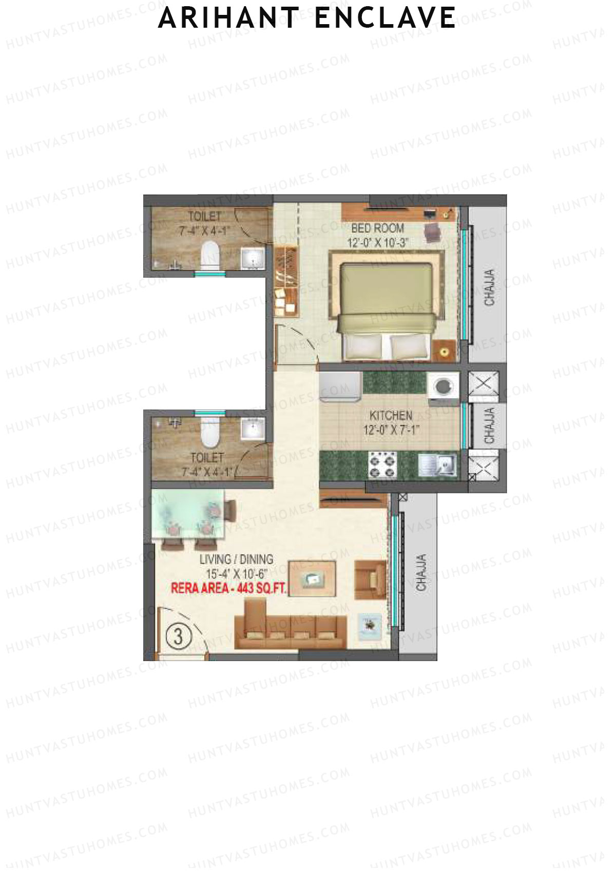 Arihant Enclave Wing B Unit 3 Floor Plan