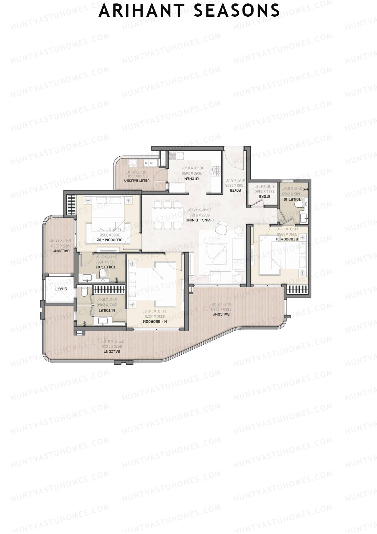 Arihant Seasons Tower C2 Unit 3 Floor Plan