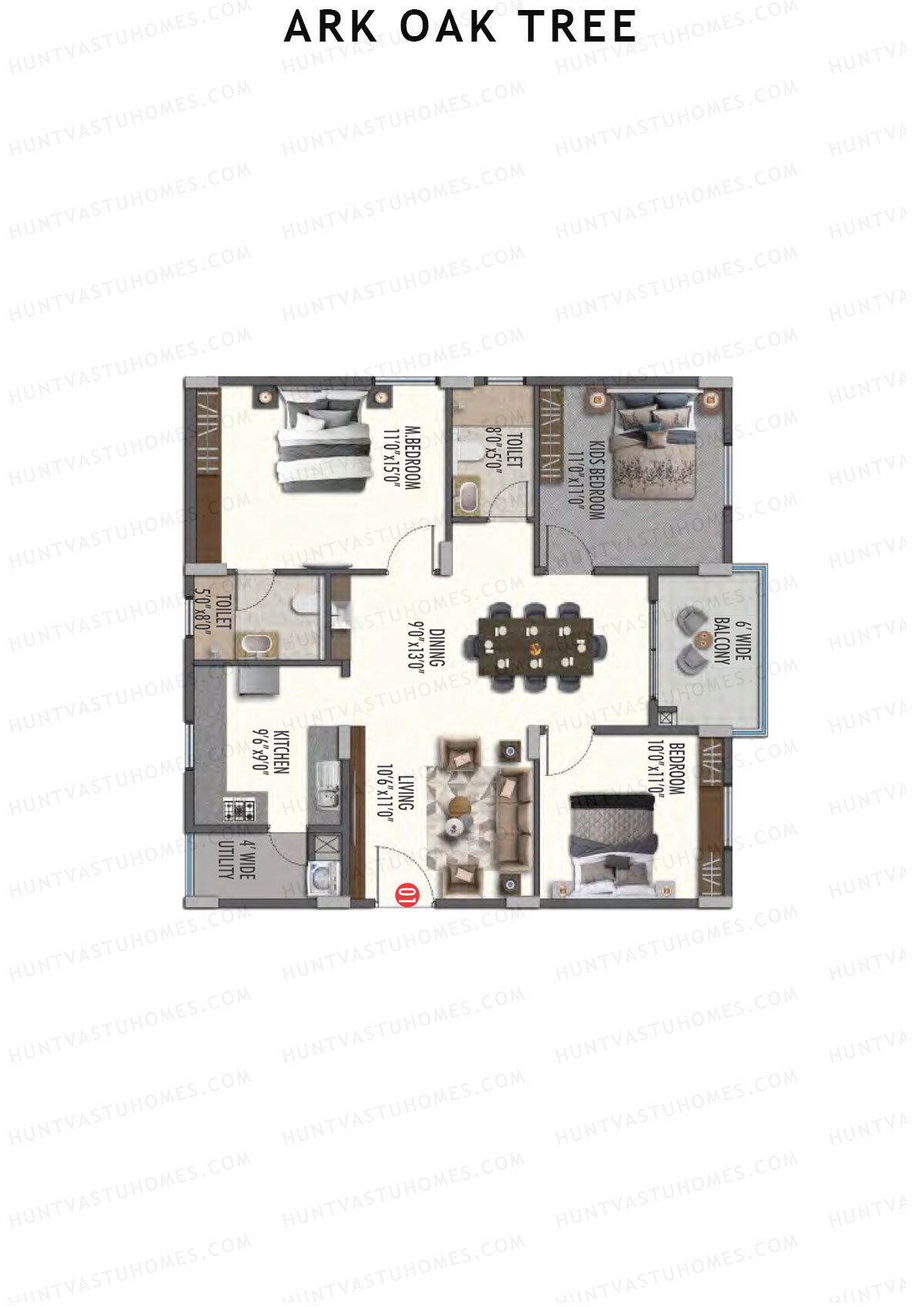 ARK Oak Tree Block A Unit 1 Floor Plan