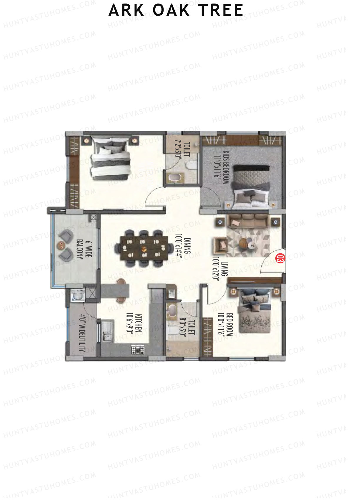 ARK Oak Tree Block A Unit 5 Floor Plan