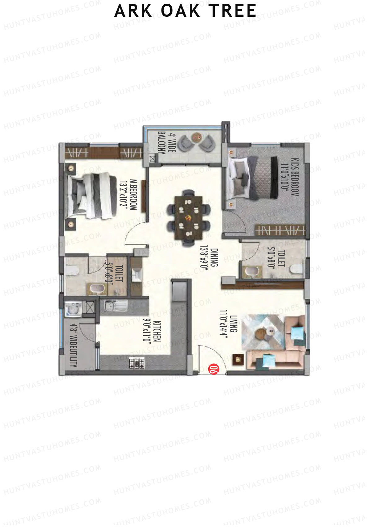ARK Oak Tree Block A Unit 8 Floor Plan