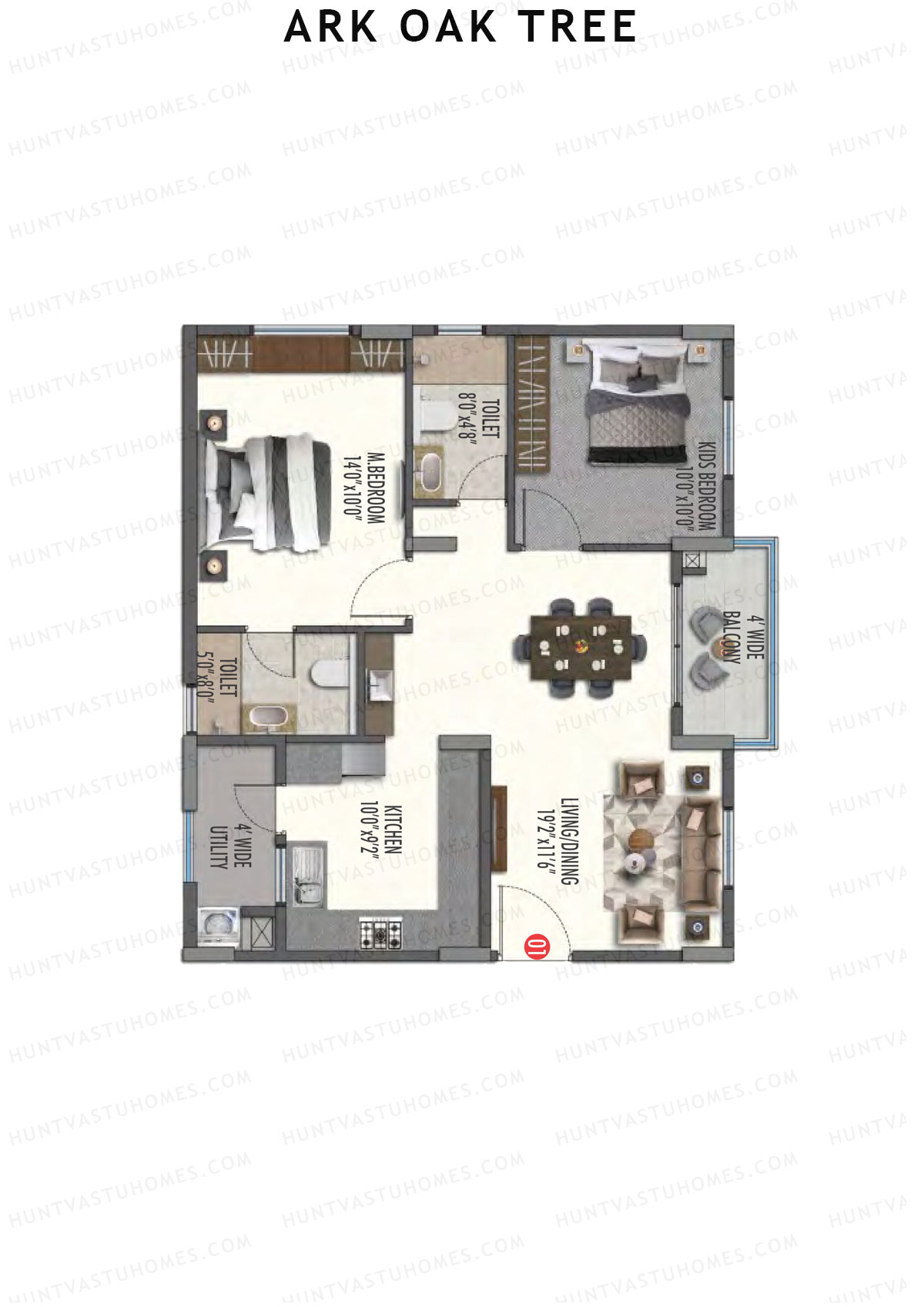 ARK Oak Tree Block B Unit 1 Floor Plan