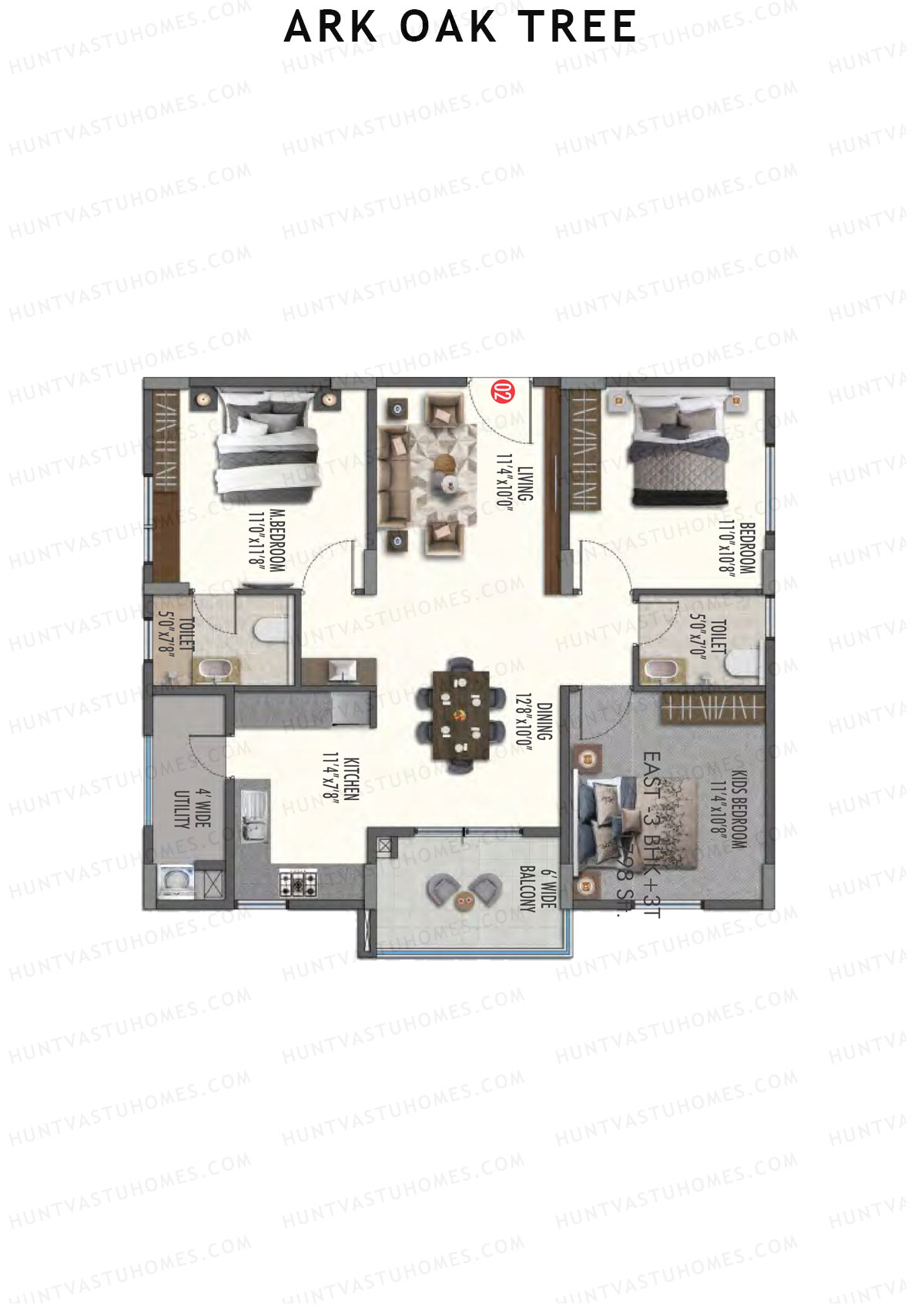 ARK Oak Tree Block B Unit 2 Floor Plan