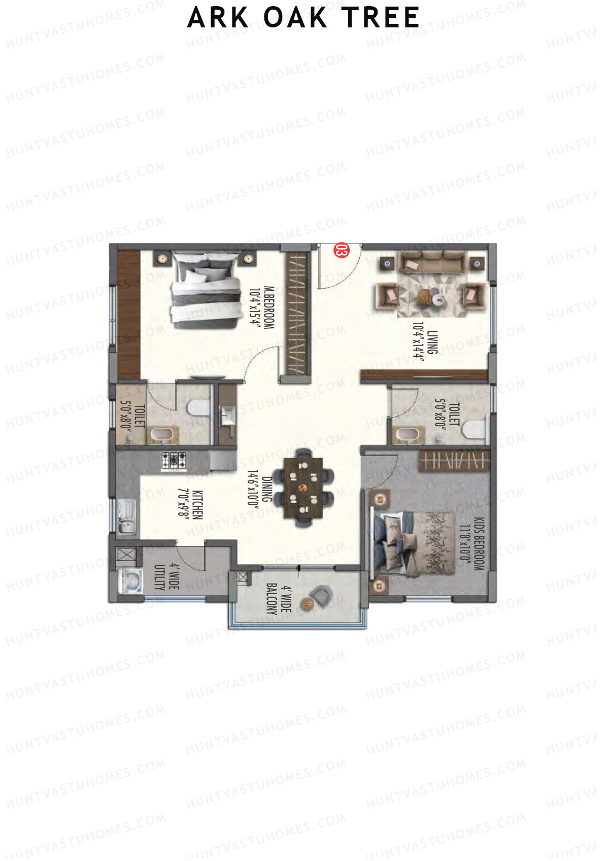 ARK Oak Tree Block B Unit 4 Floor Plan