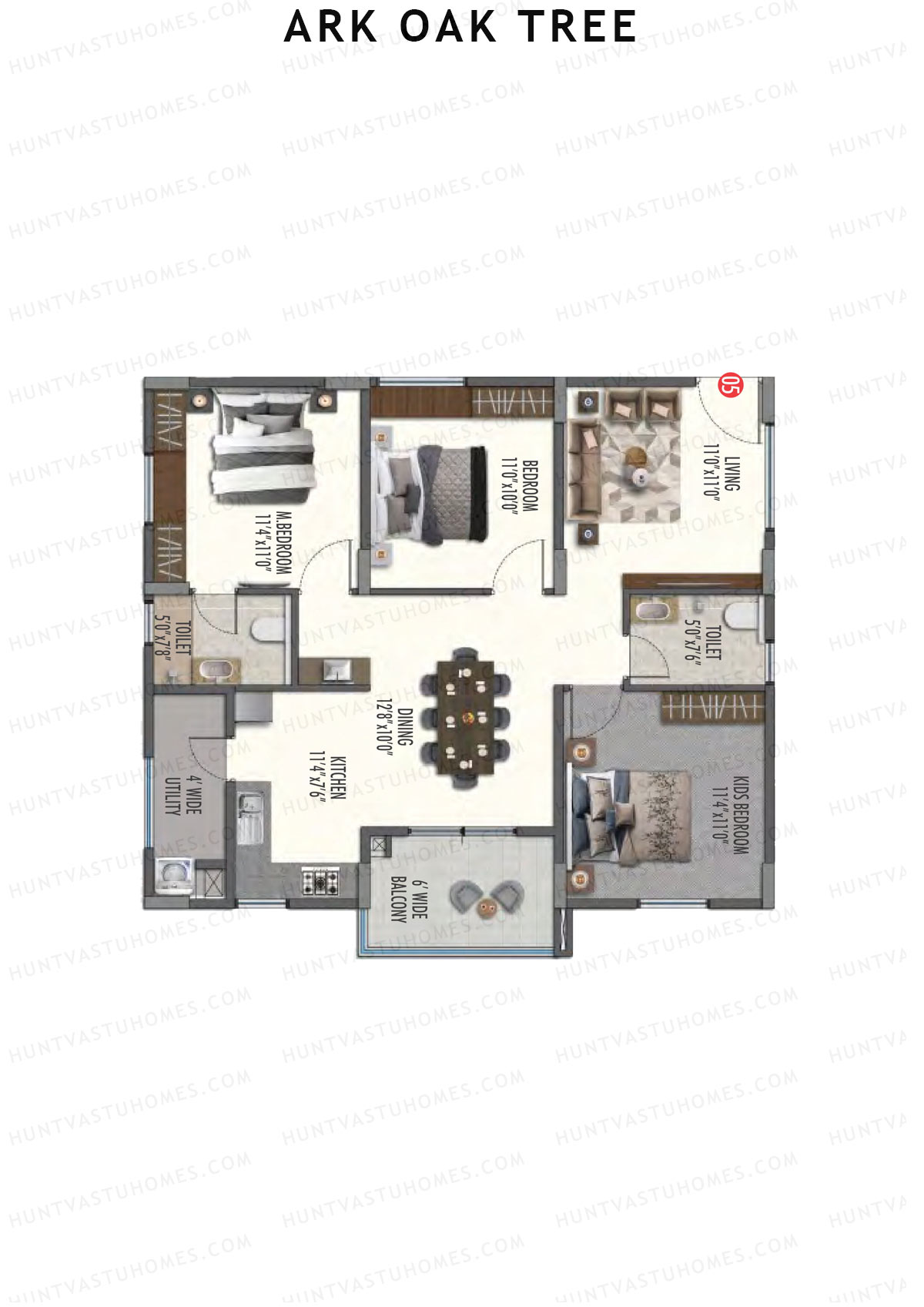 ARK Oak Tree Block B Unit 5 Floor Plan