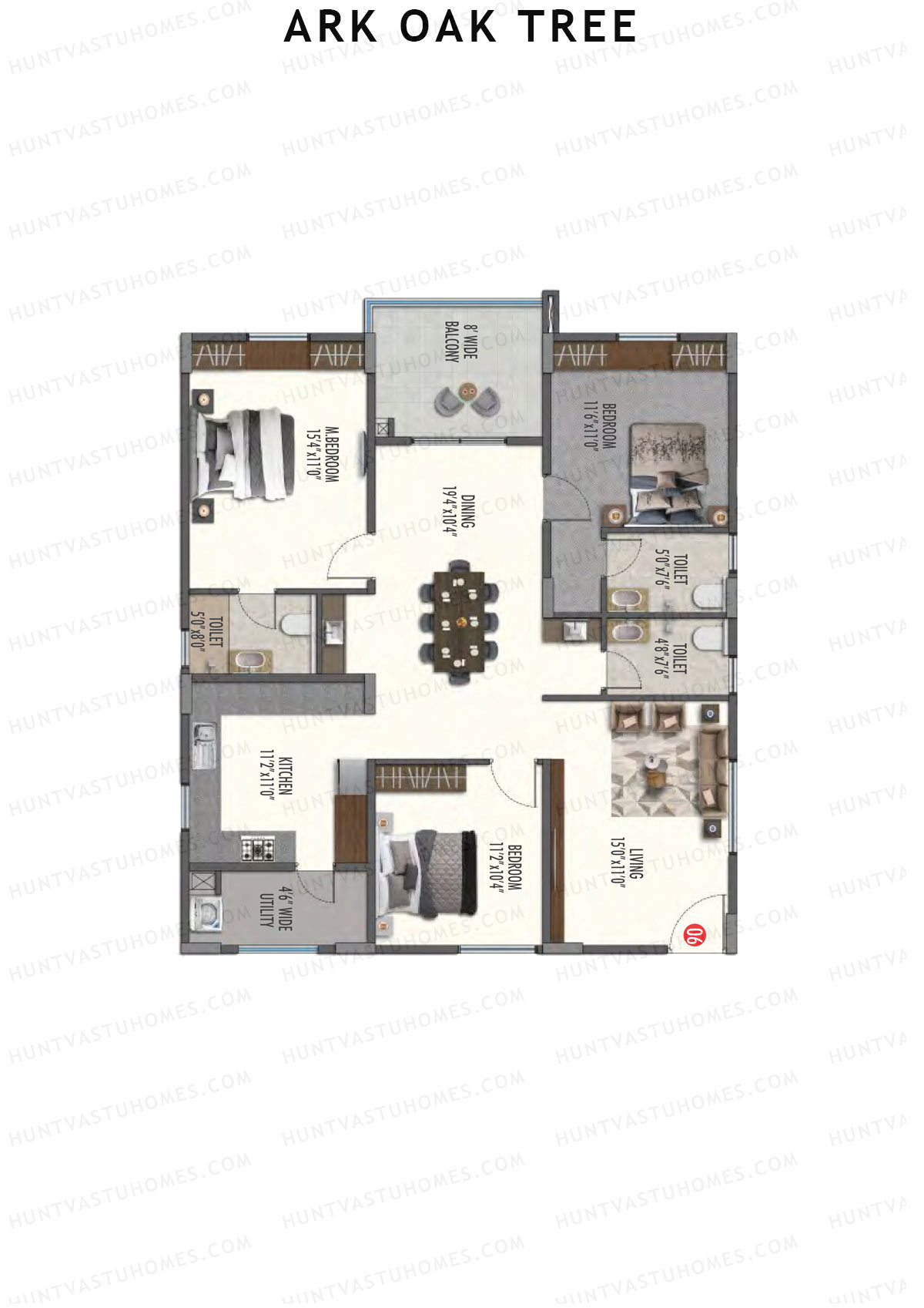 ARK Oak Tree Block B Unit 6 Floor Plan
