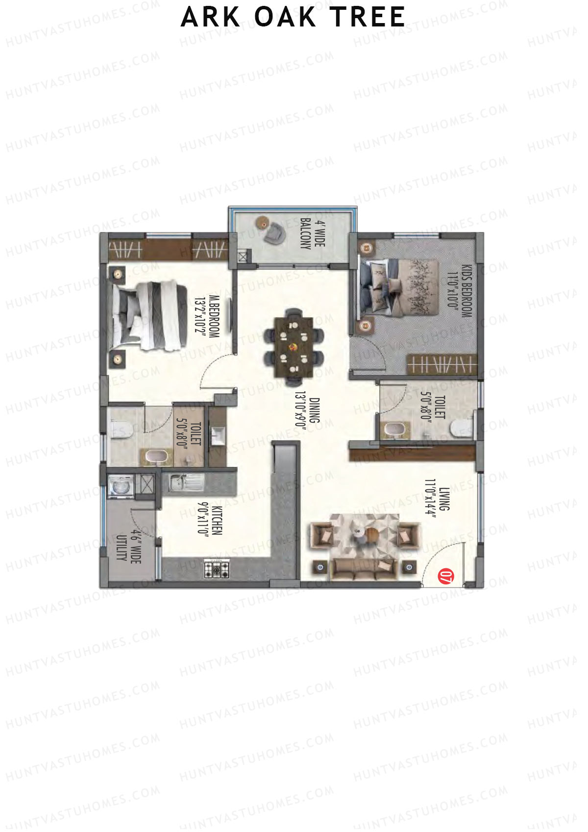 ARK Oak Tree Block B Unit 7 Floor Plan