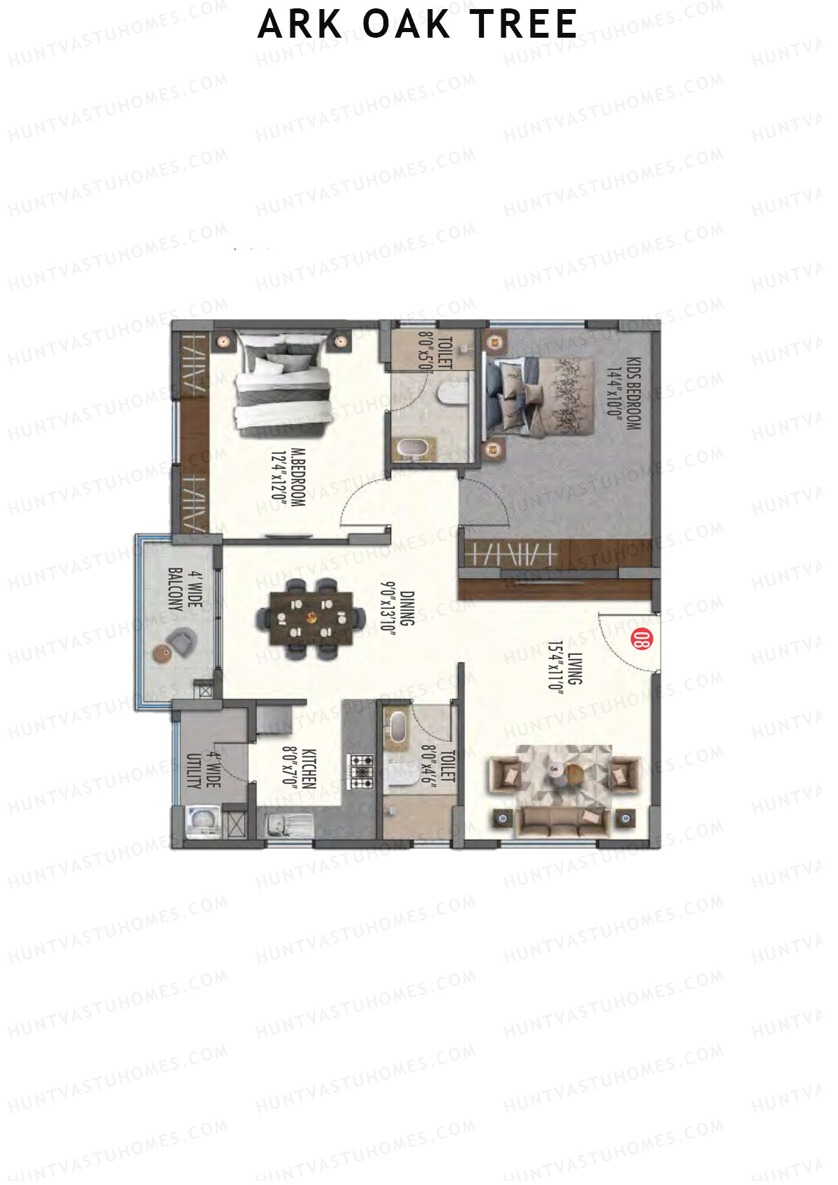 ARK Oak Tree Block B Unit 8 Floor Plan