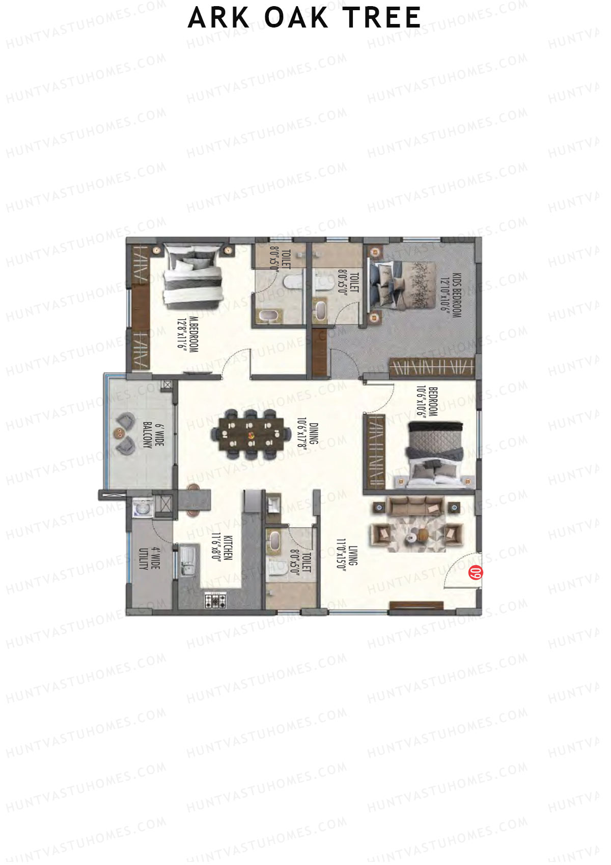 ARK Oak Tree Block B Unit 9 Floor Plan