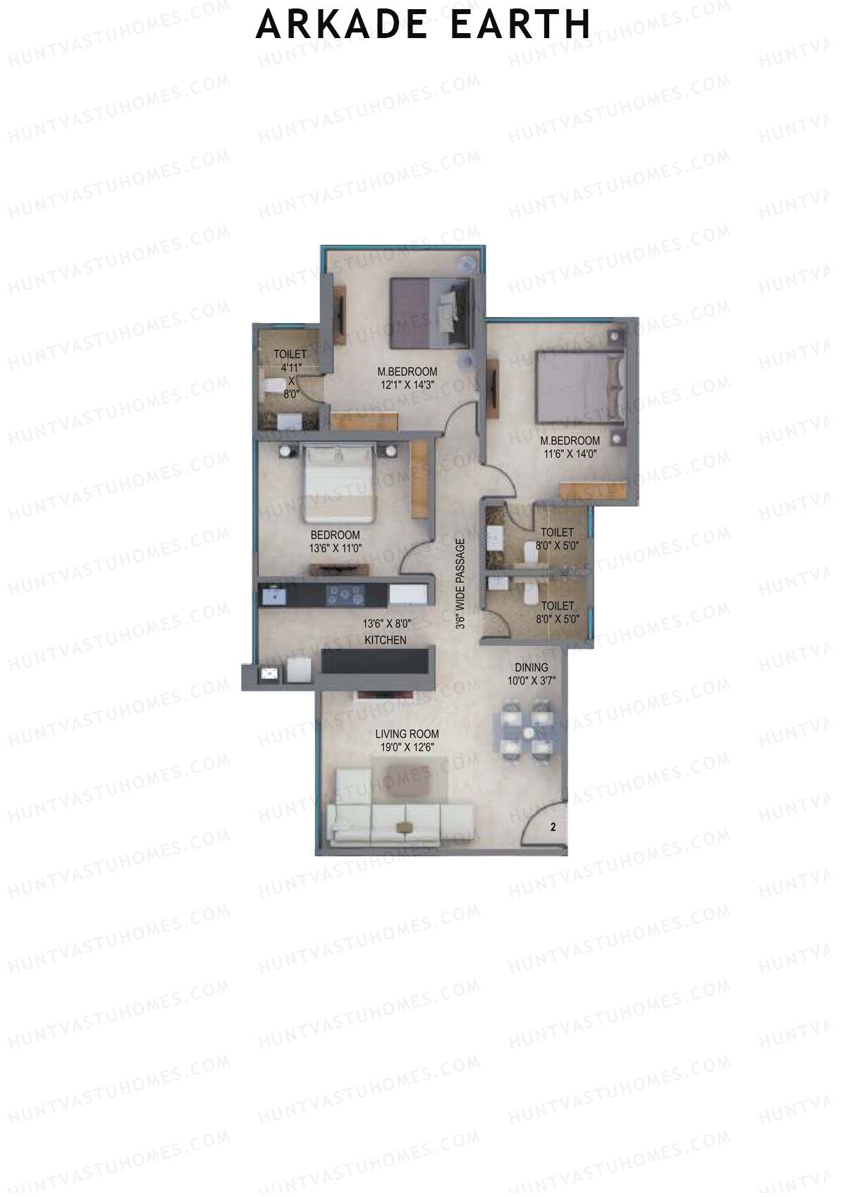 Arkade Earth Daffodil Unit 2 Floor Plan