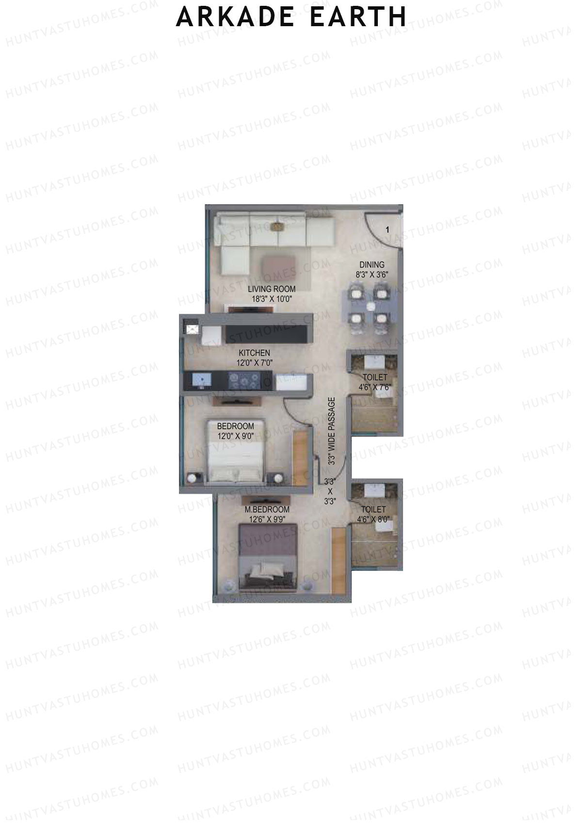 Arkade Earth Tower Fern Unit 1 Floor Plan