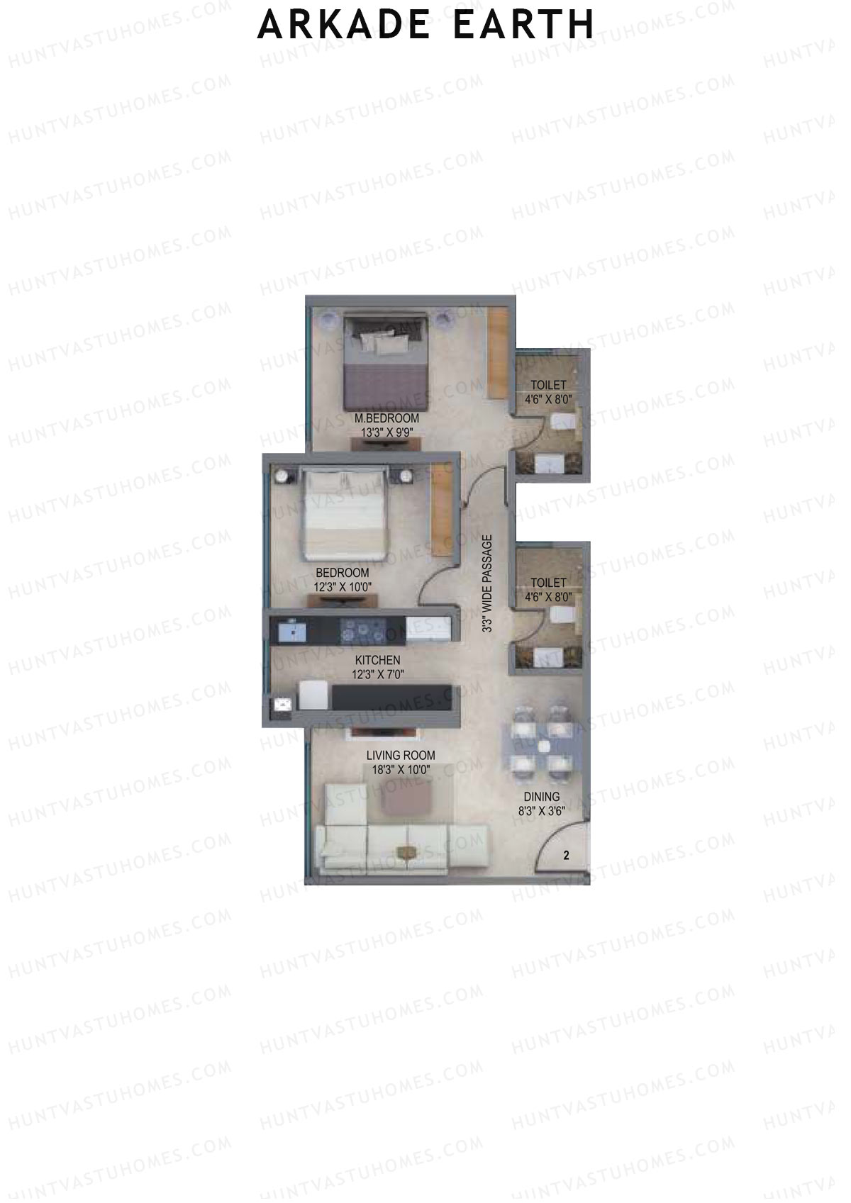 Arkade Earth Tower Fern Unit 2 Floor Plan
