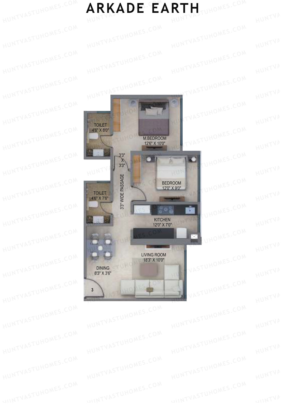 Arkade Earth Tower Fern Unit 3 Floor Plan