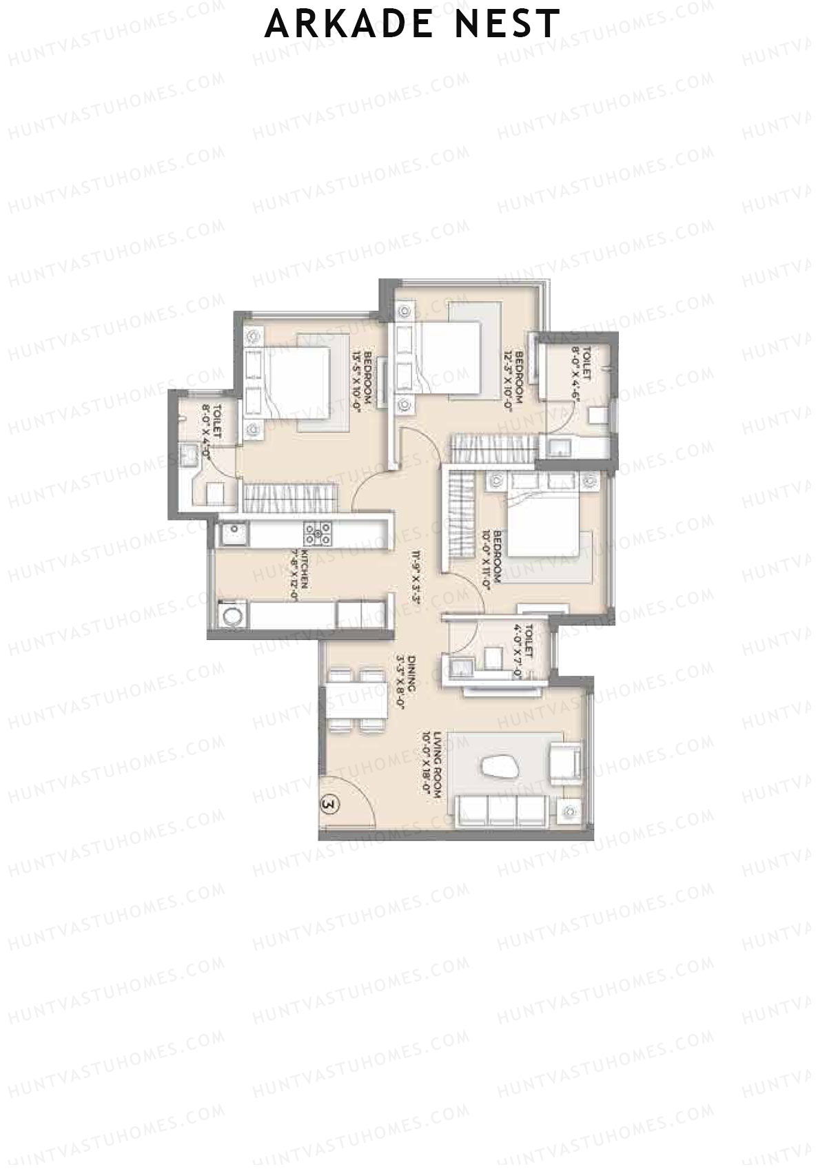 Arkade Nest Wing Alder Unit 3 Floor Plan