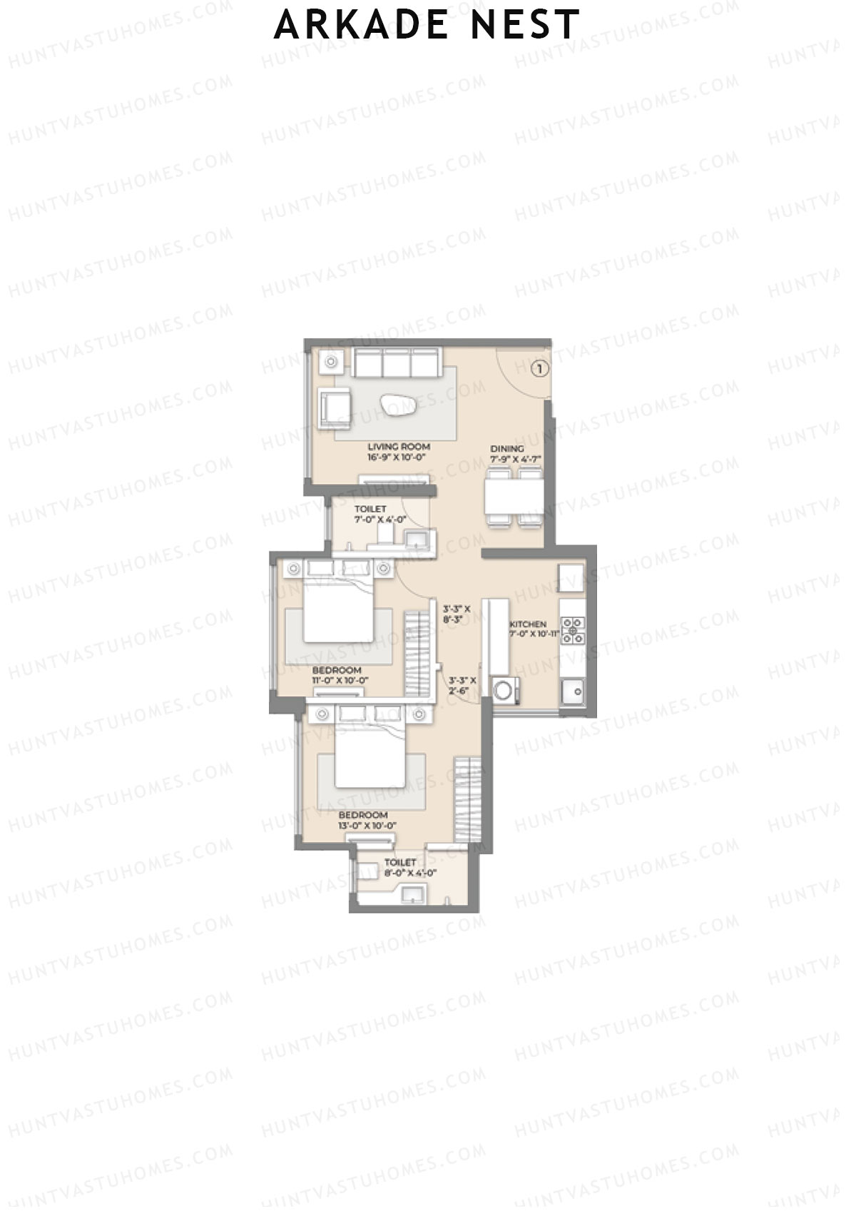 Arkade Nest Wing Canary Unit 1 Floor Plan