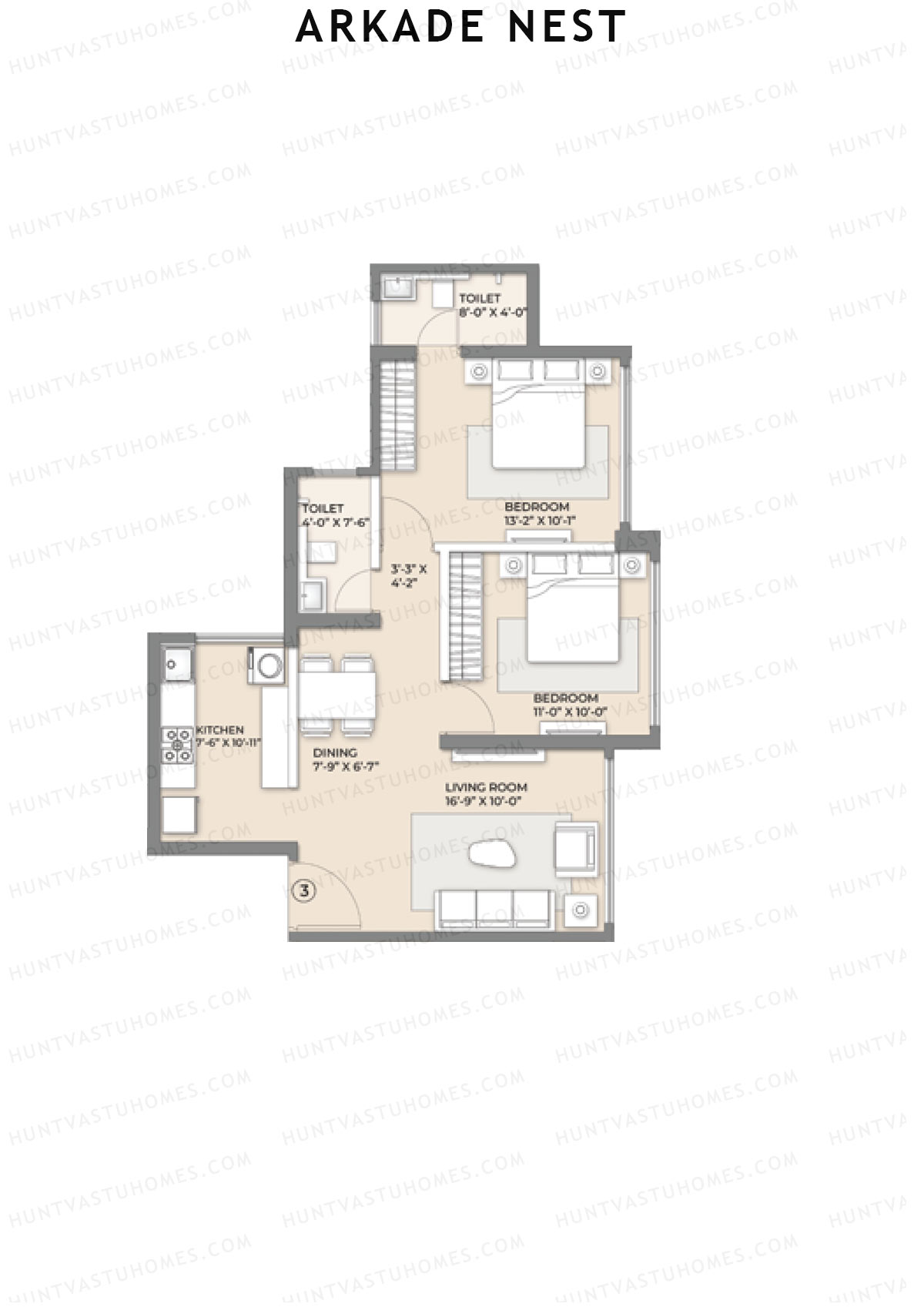 Arkade Nest Wing Canary Unit 3 Floor Plan