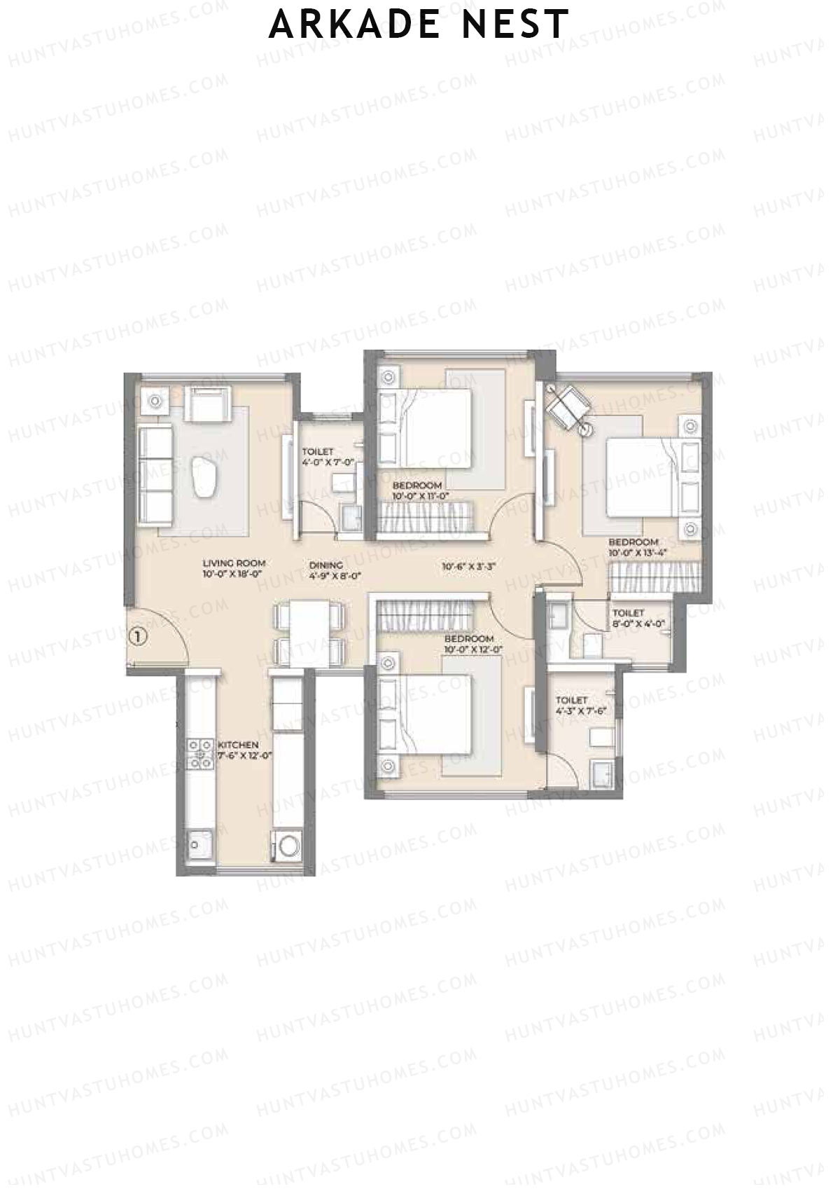 Arkade Nest Wing Flamingo Unit 1 Floor Plan