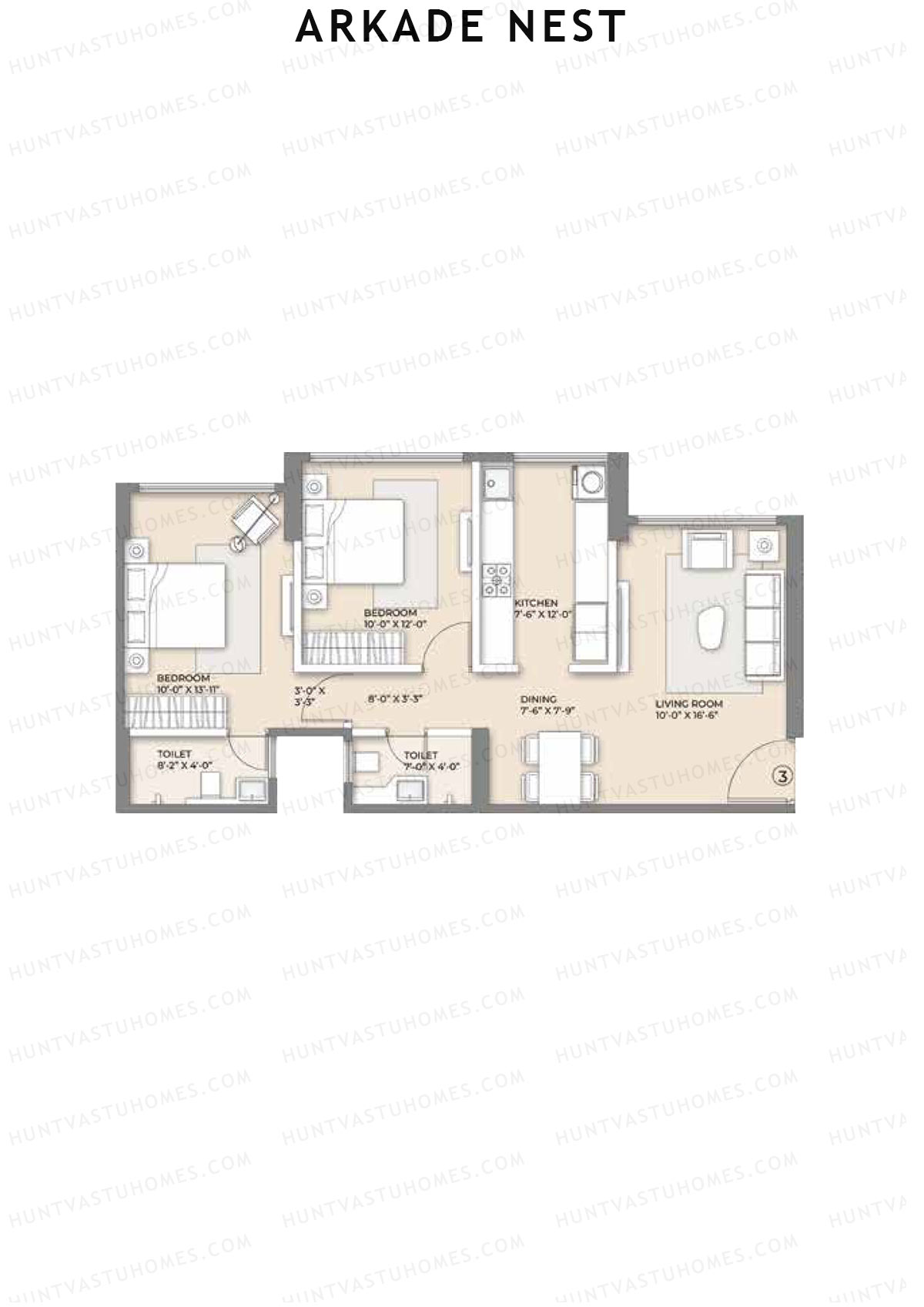Arkade Nest Wing Flamingo Unit 3 Floor Plan