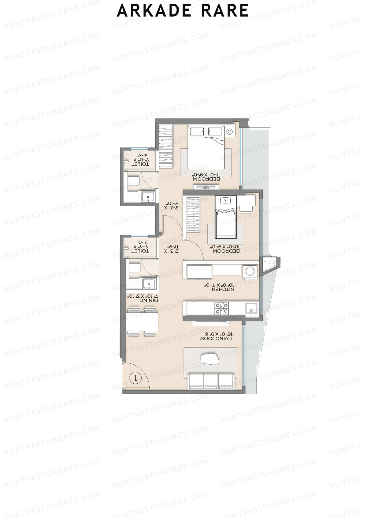 Arkade Rare Flint Unit 1 Floor Plan