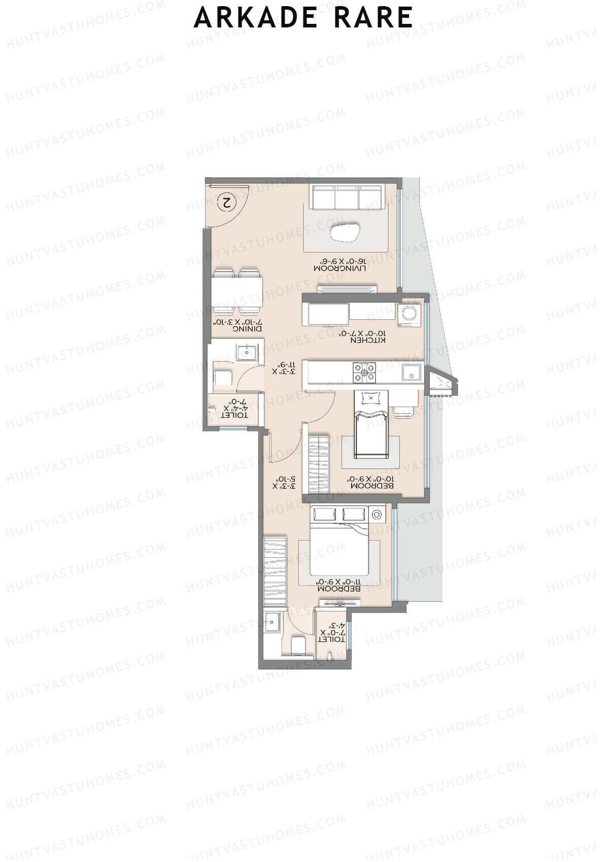 Arkade Rare Flint Unit 2 Floor Plan