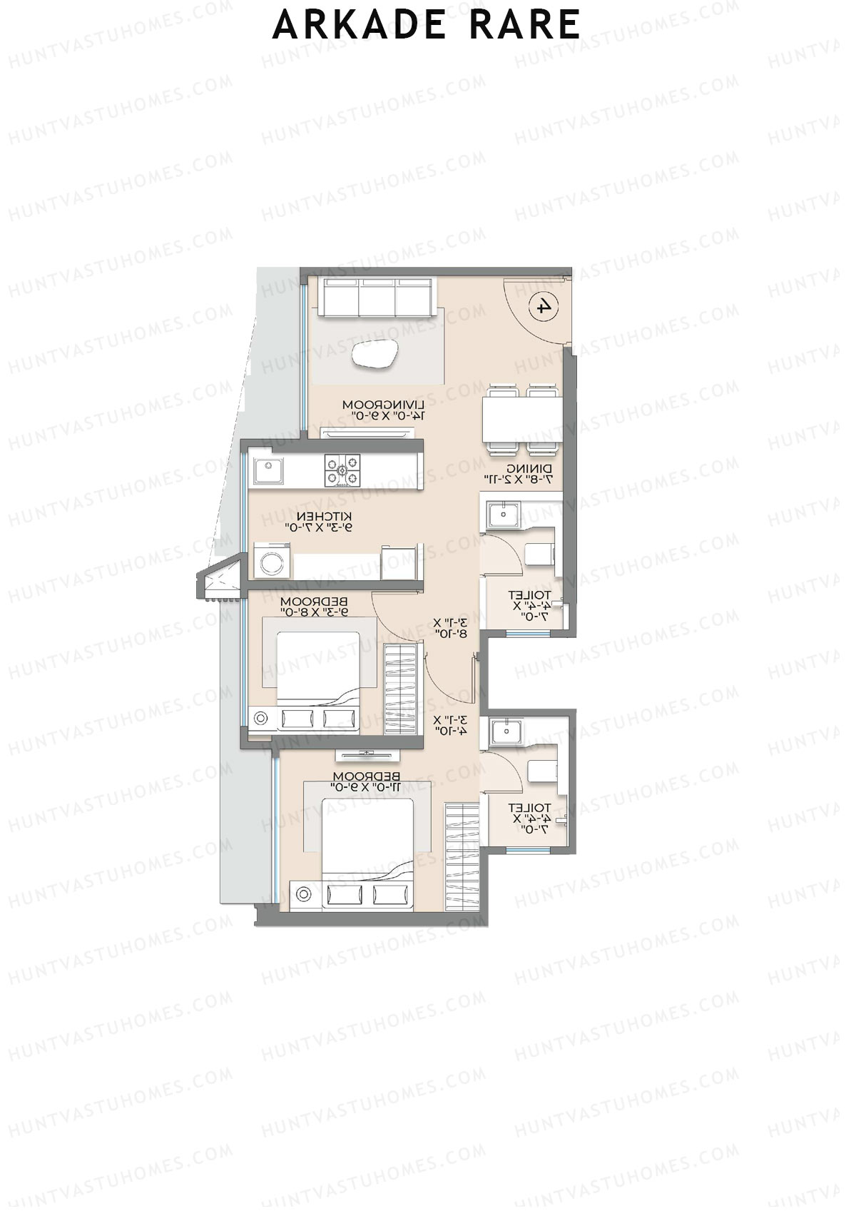 Arkade Rare Flint Unit 3 Floor Plan