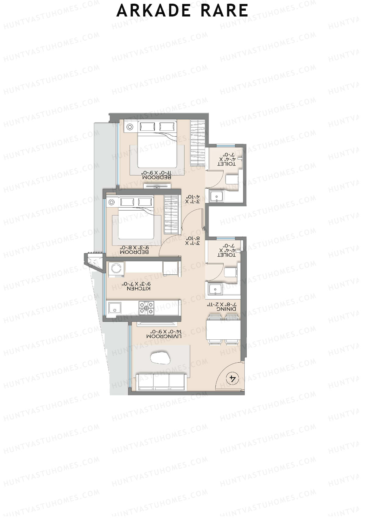 Arkade Rare Flint Unit 4 Floor Plan