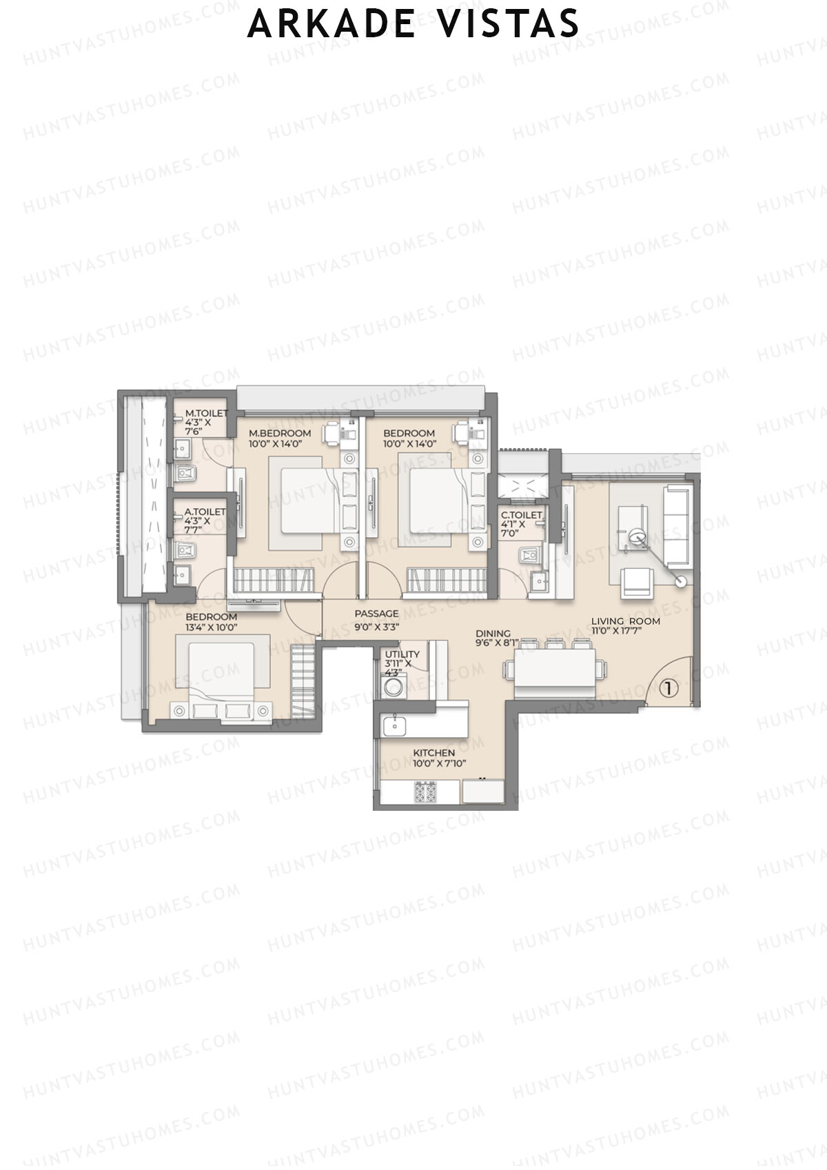 Arkade Vistas Wing A Unit 1 Floor Plan